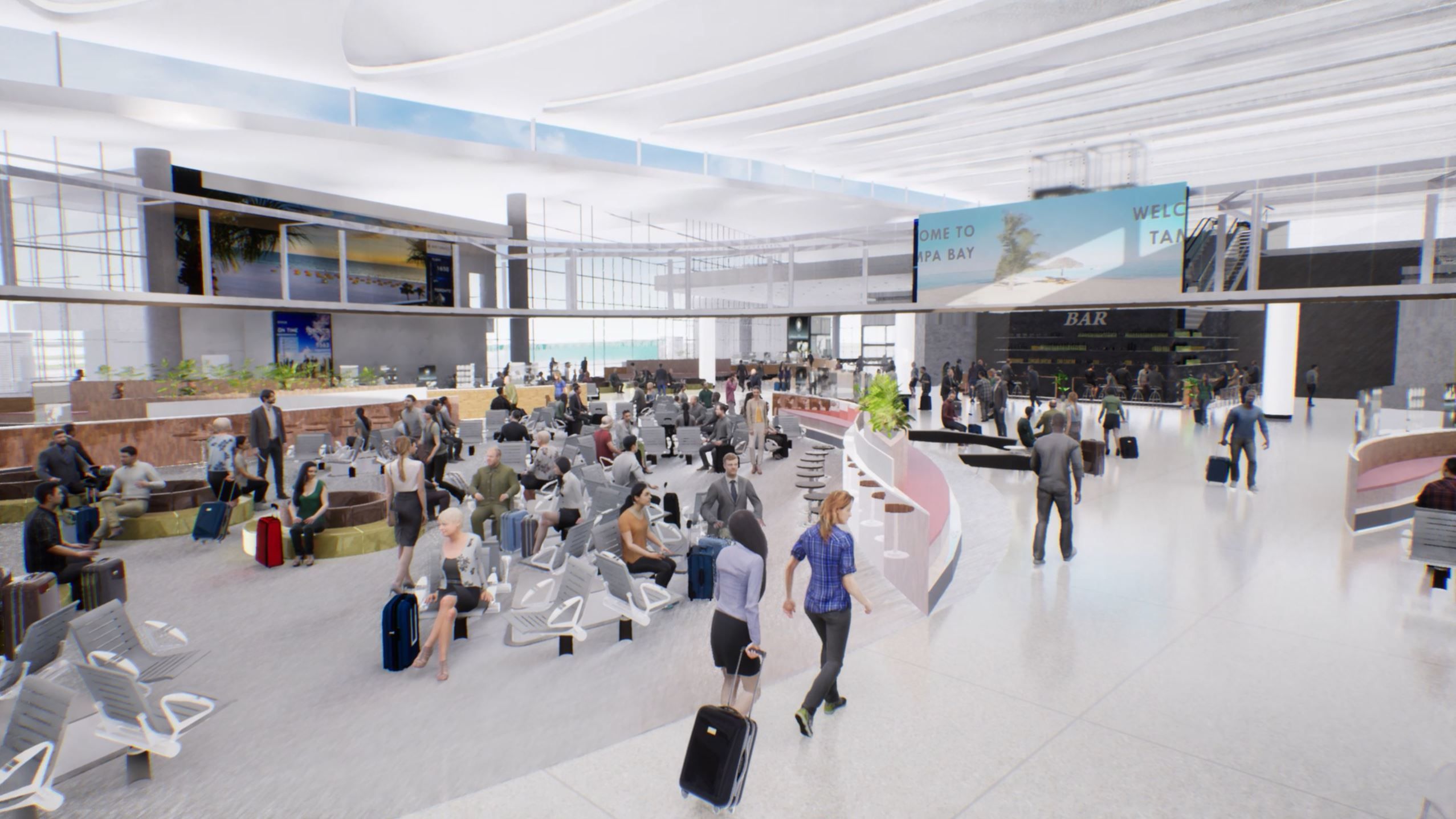 Rendering of the inside of the proposed Airside D terminal at TPA