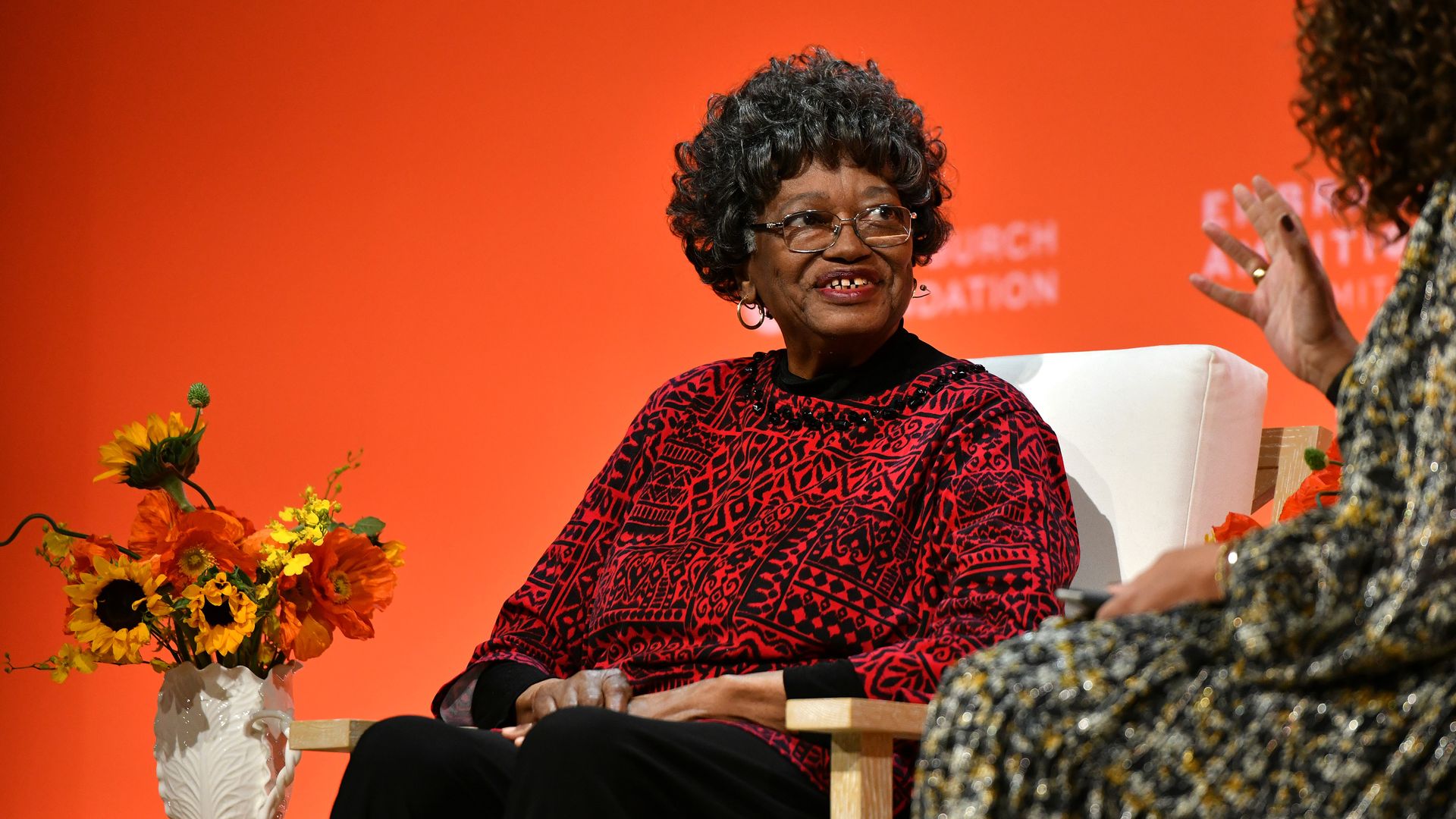 Claudette Colvin, Civil Rights Activist speaks onstage 