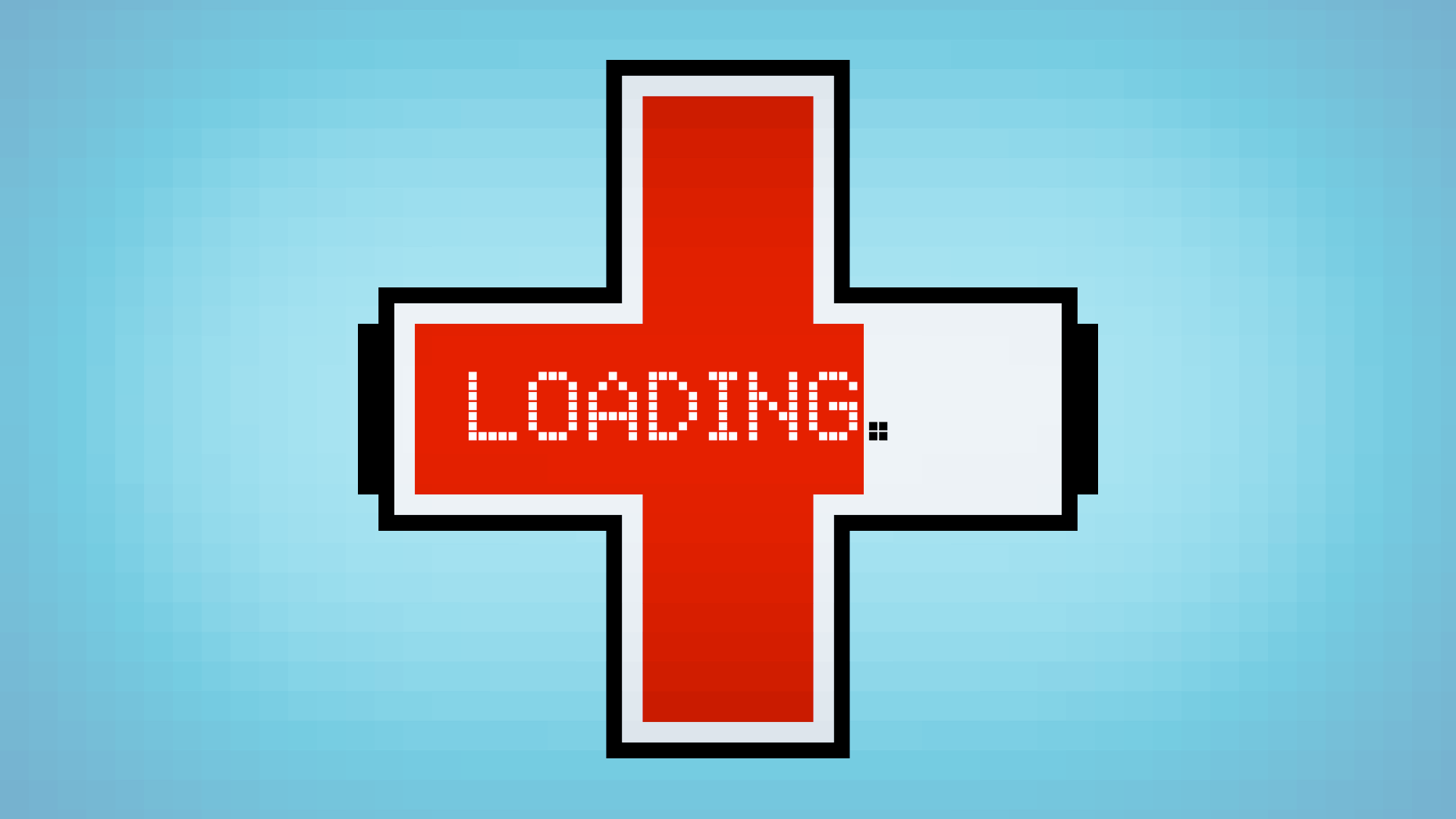Animated illustration of a slowly loading screen, but the battery is shaped like a health plus.