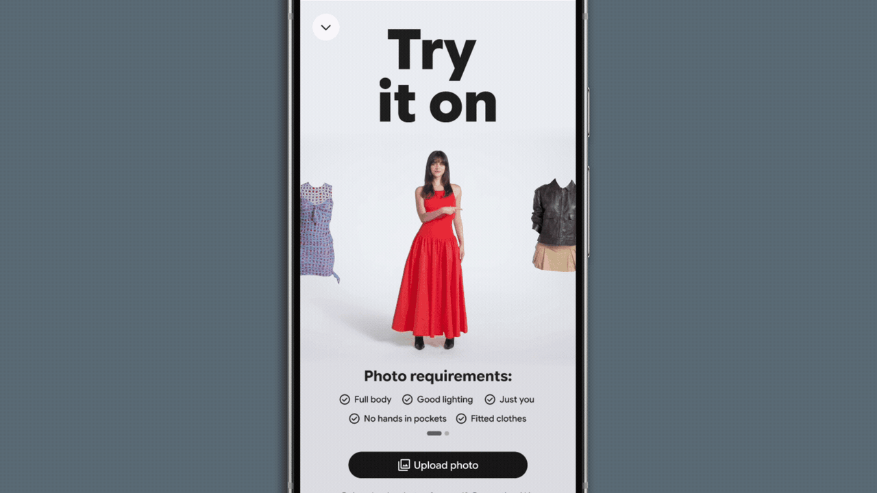 A gif showing Google's new Try it on feature with outfits moving on top of the model