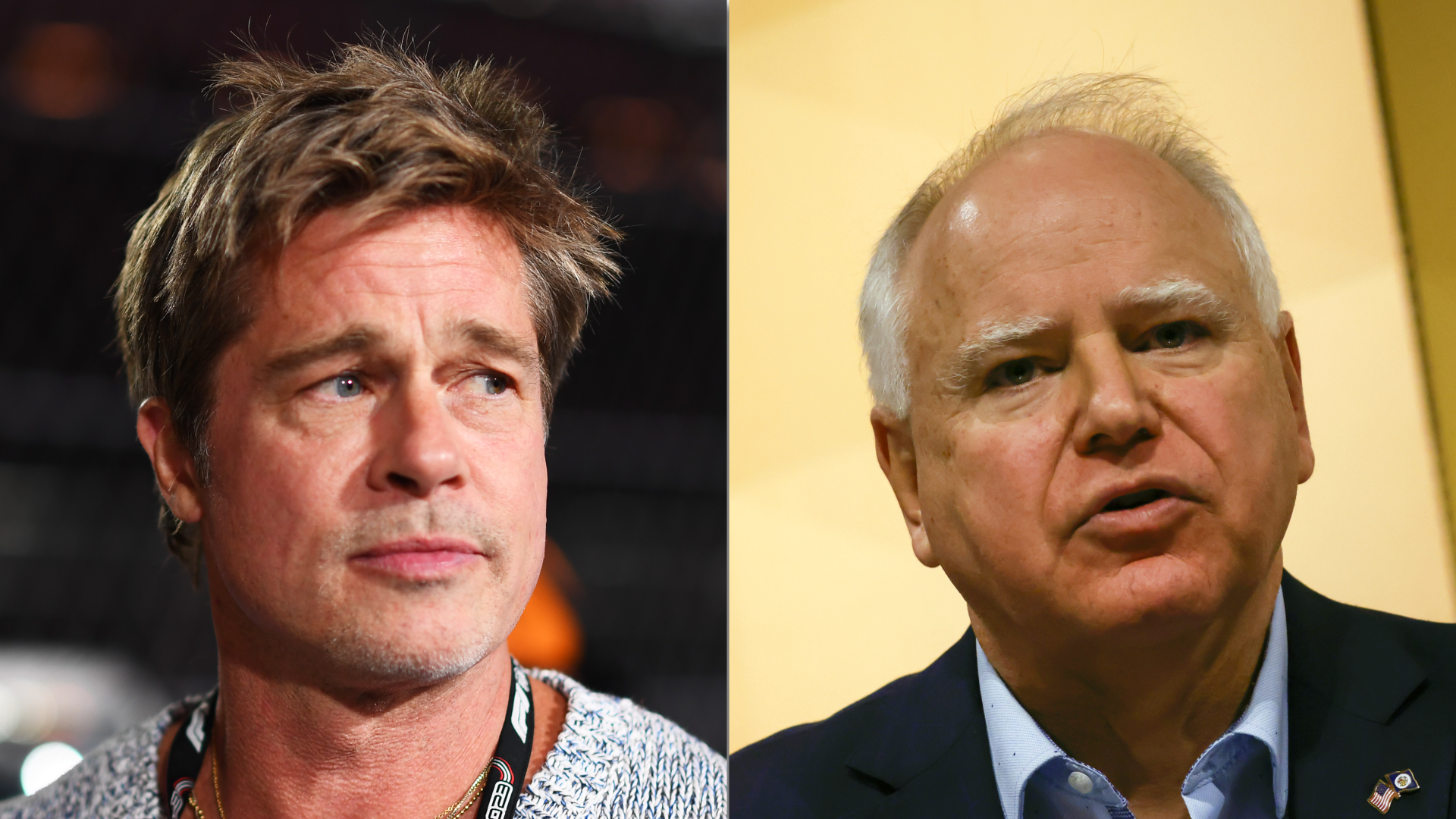 brad pitt next to gov tim walz photo