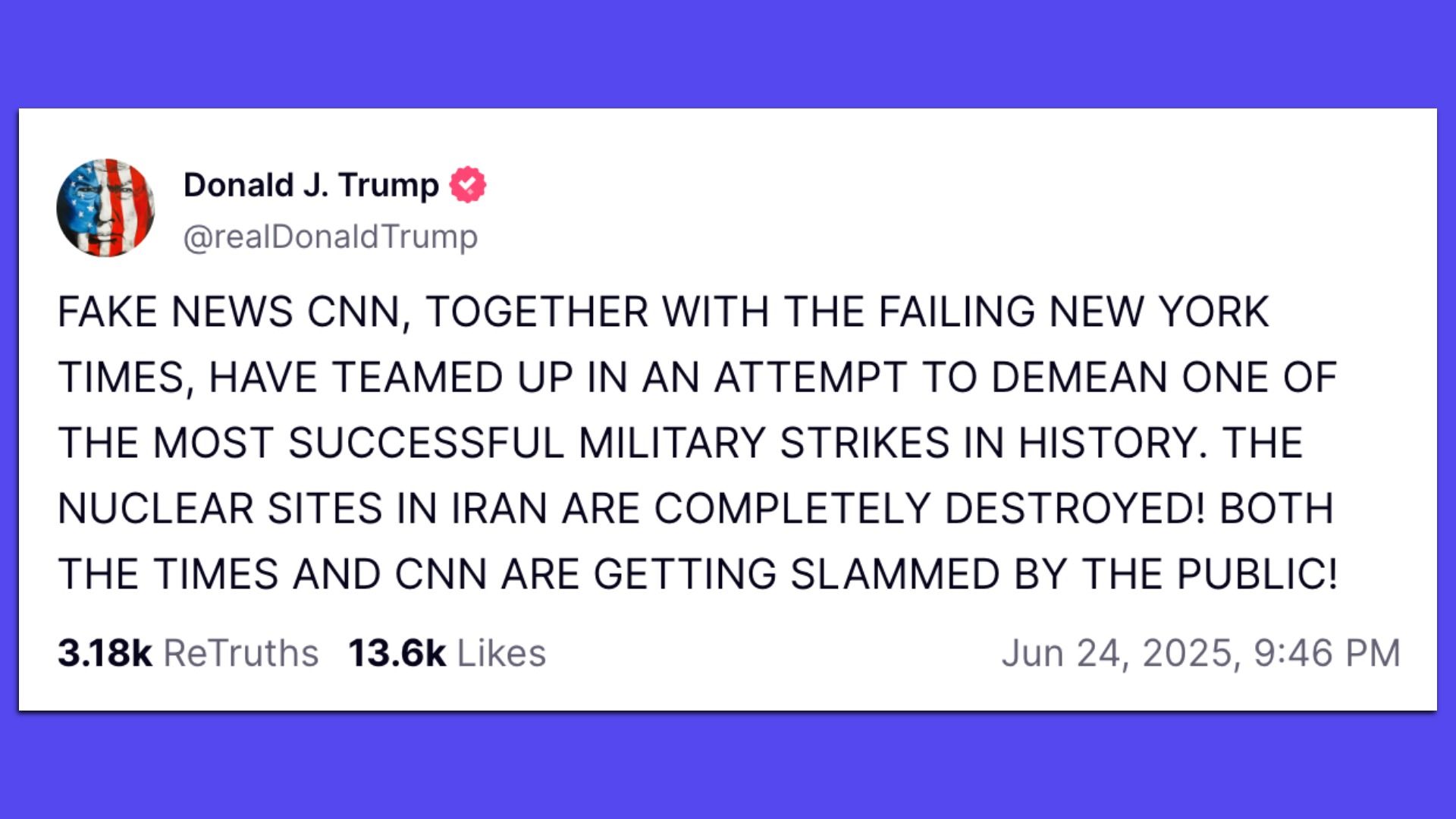 Trump Truth social post
