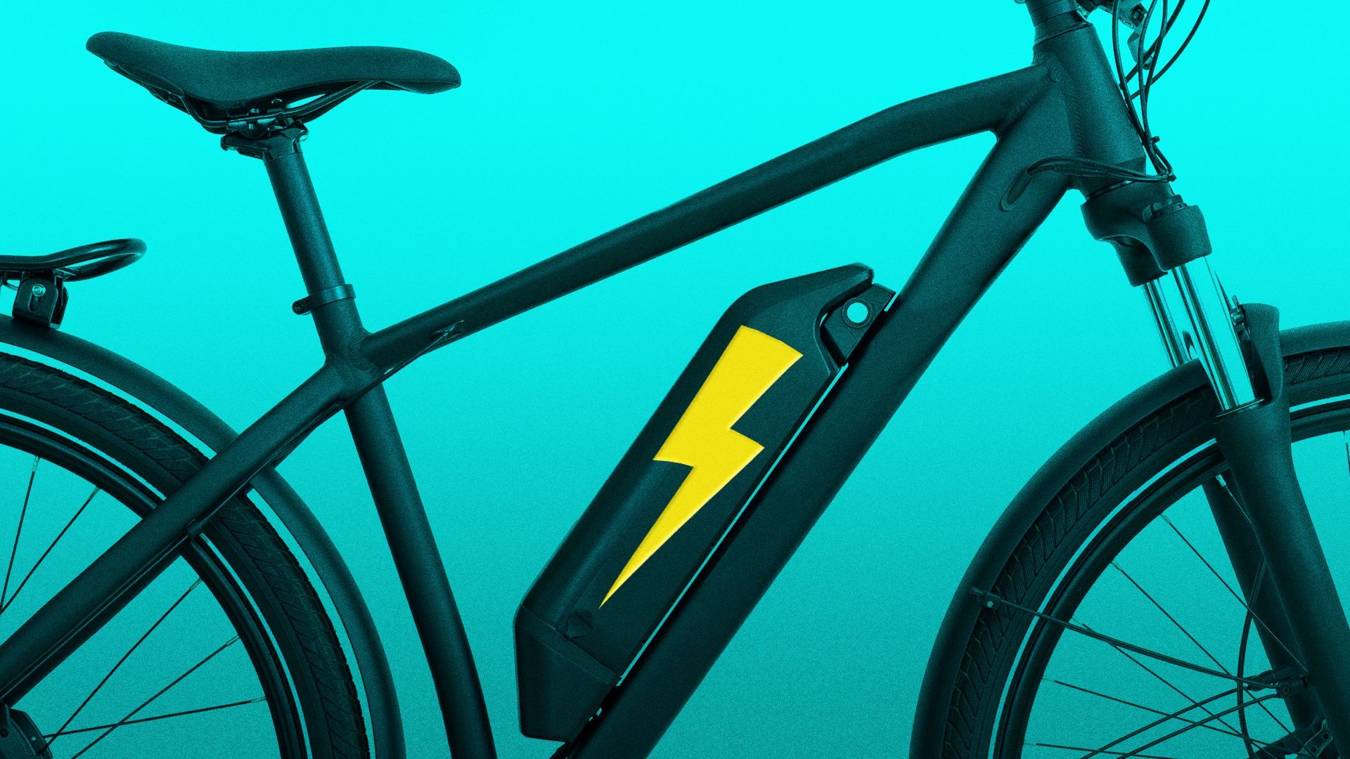 Illustration of an electric bike with a lightning bolt on the frame.