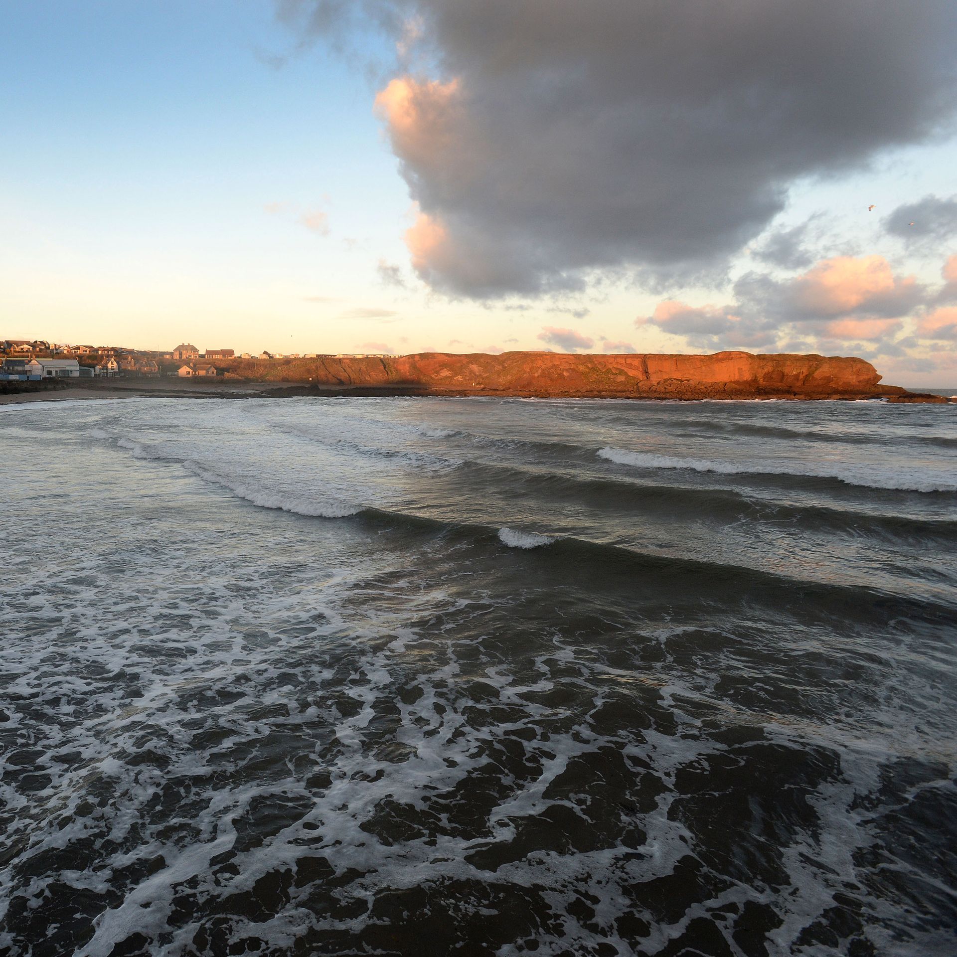 Eyemouth Harbor at sunrise after a tidal storm surge overnight on December 6, 2013 in Eyemouth, Scotland.