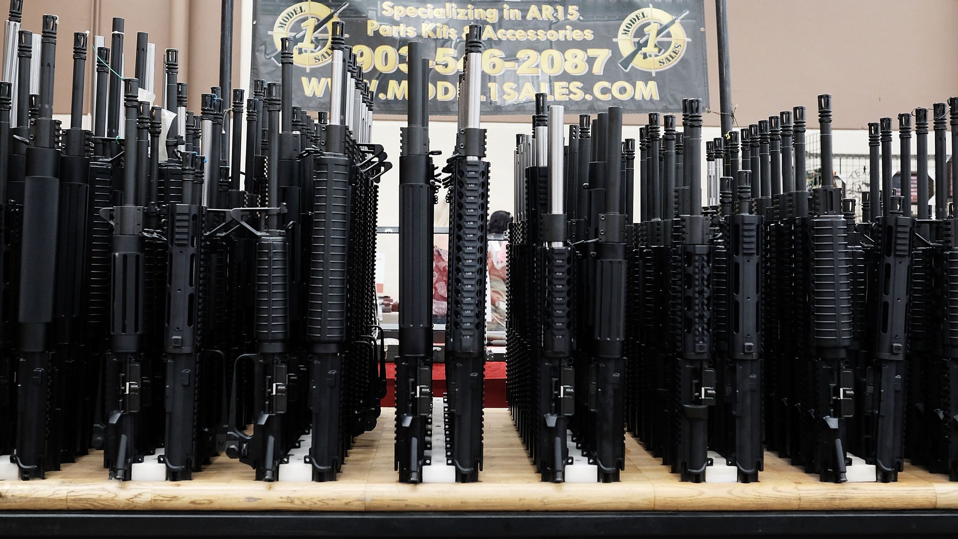 Photo of gun parts displayed on sale