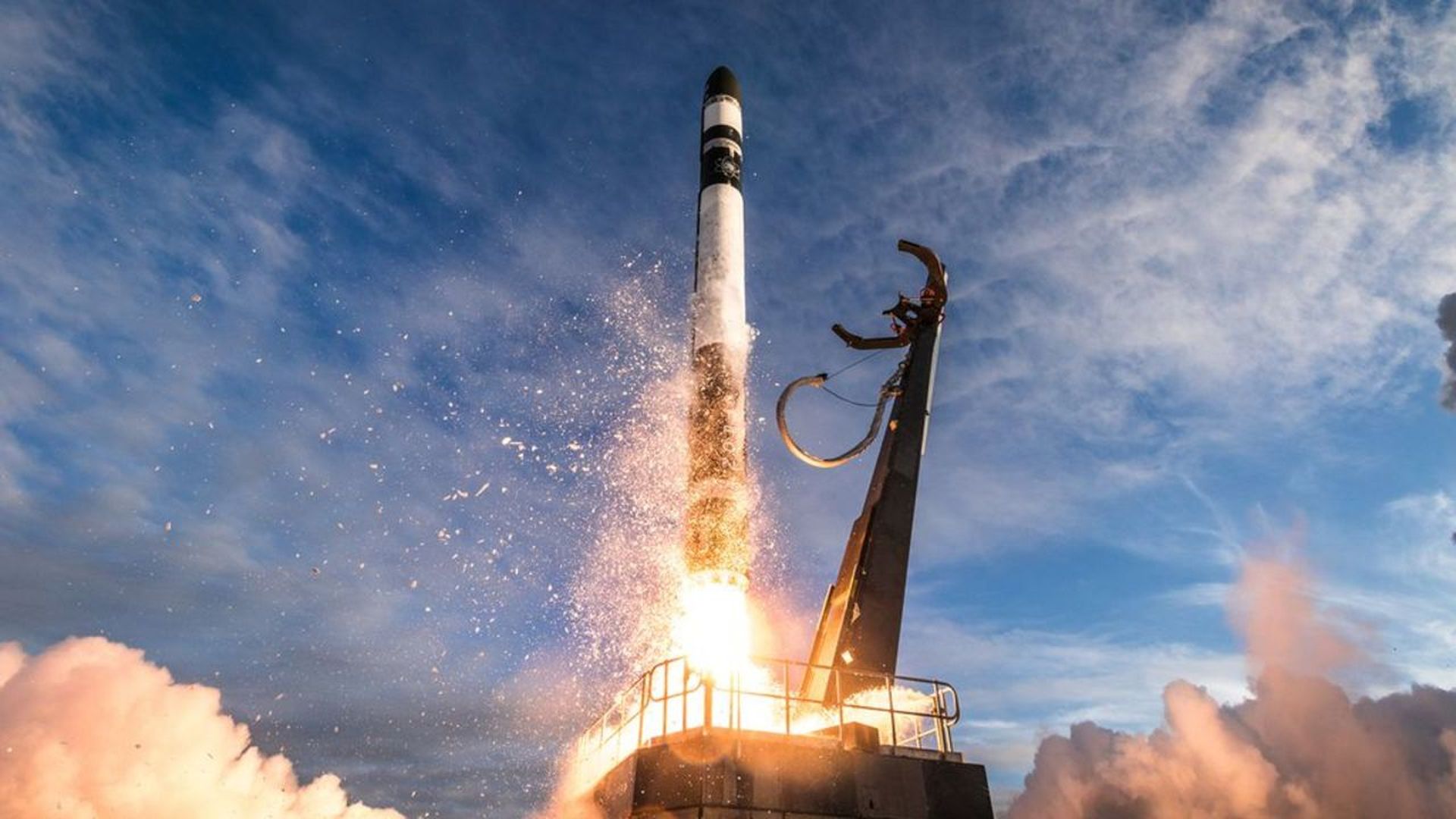 Rocket Lab's Electron rocket taking flight. Photo: Trevor Mahlmann/Rocket Lab