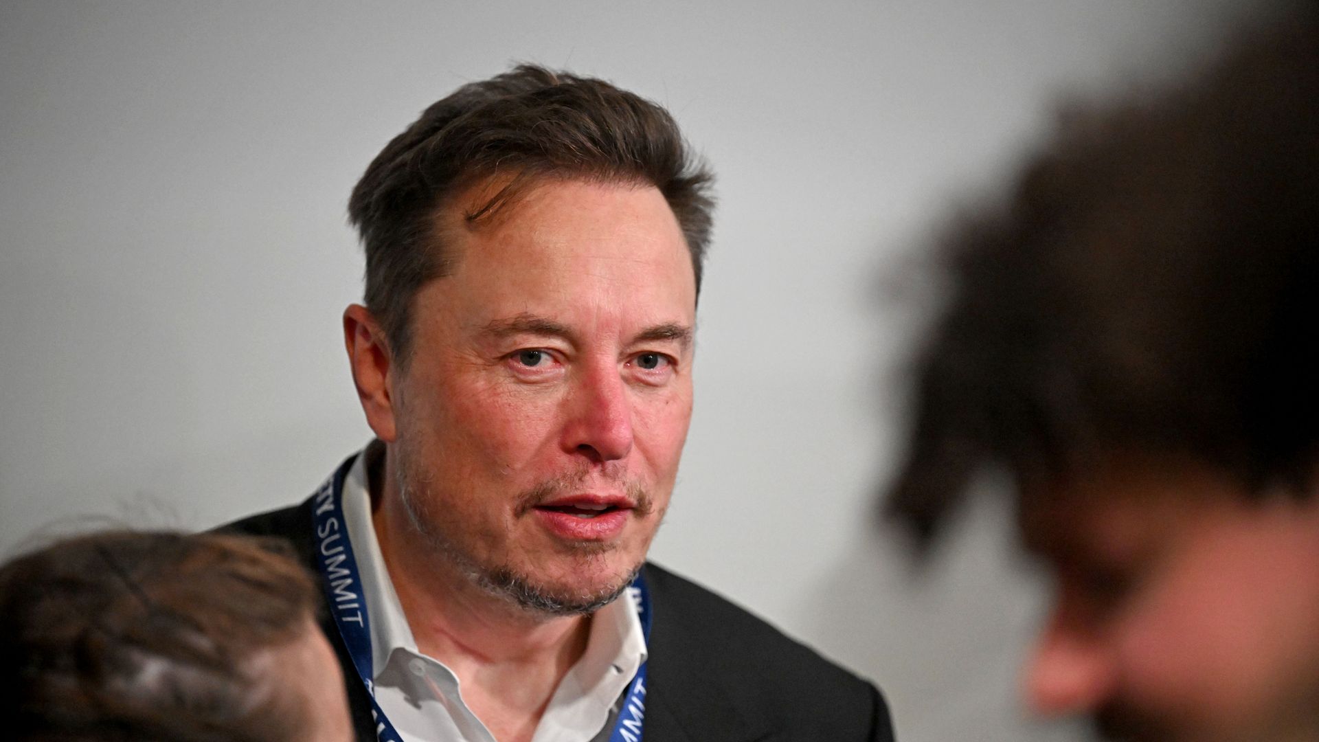 Tesla and SpaceX's CEO Elon Musk attends the first plenary session on Day 1 of the AI Safety Summit at Bletchley Park on November 1, 2023 in Bletchley, England.