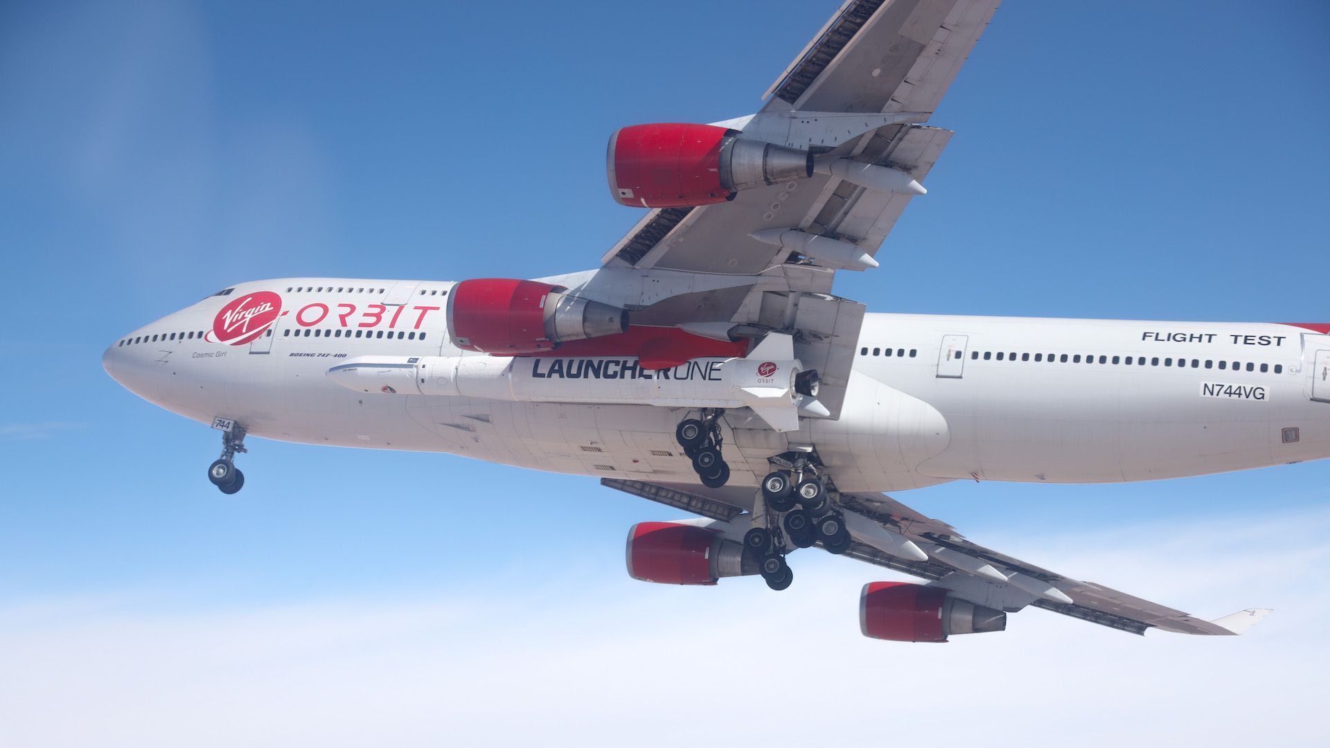 Virgin Orbit's Cosmic Girl 747 in flight. Photo: Virgin Orbit