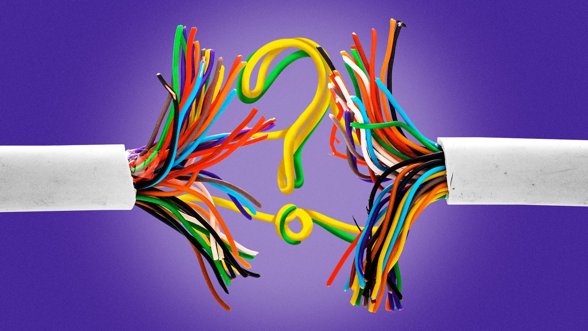 Illustration of a question mark formed between a splitting wire.