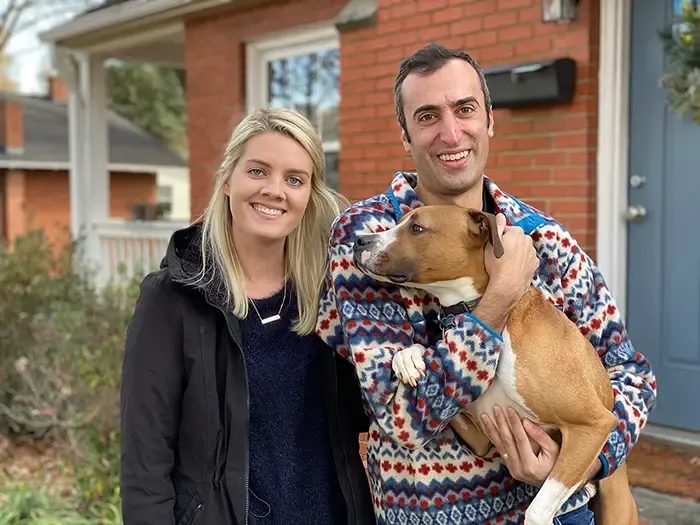 Joe Bruno and Liz Egan with their dog Dansby