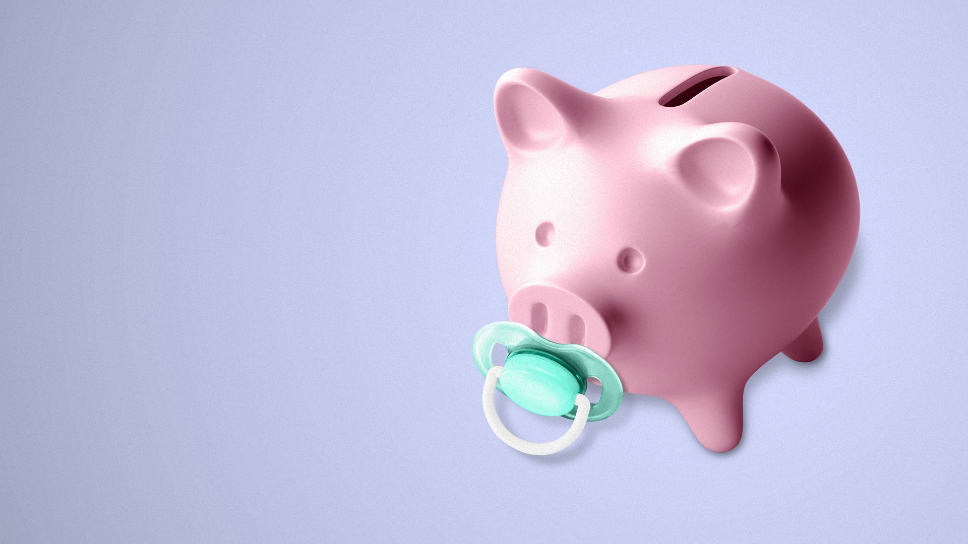 Illustration of a piggy bank with a pacifier in their mouth.