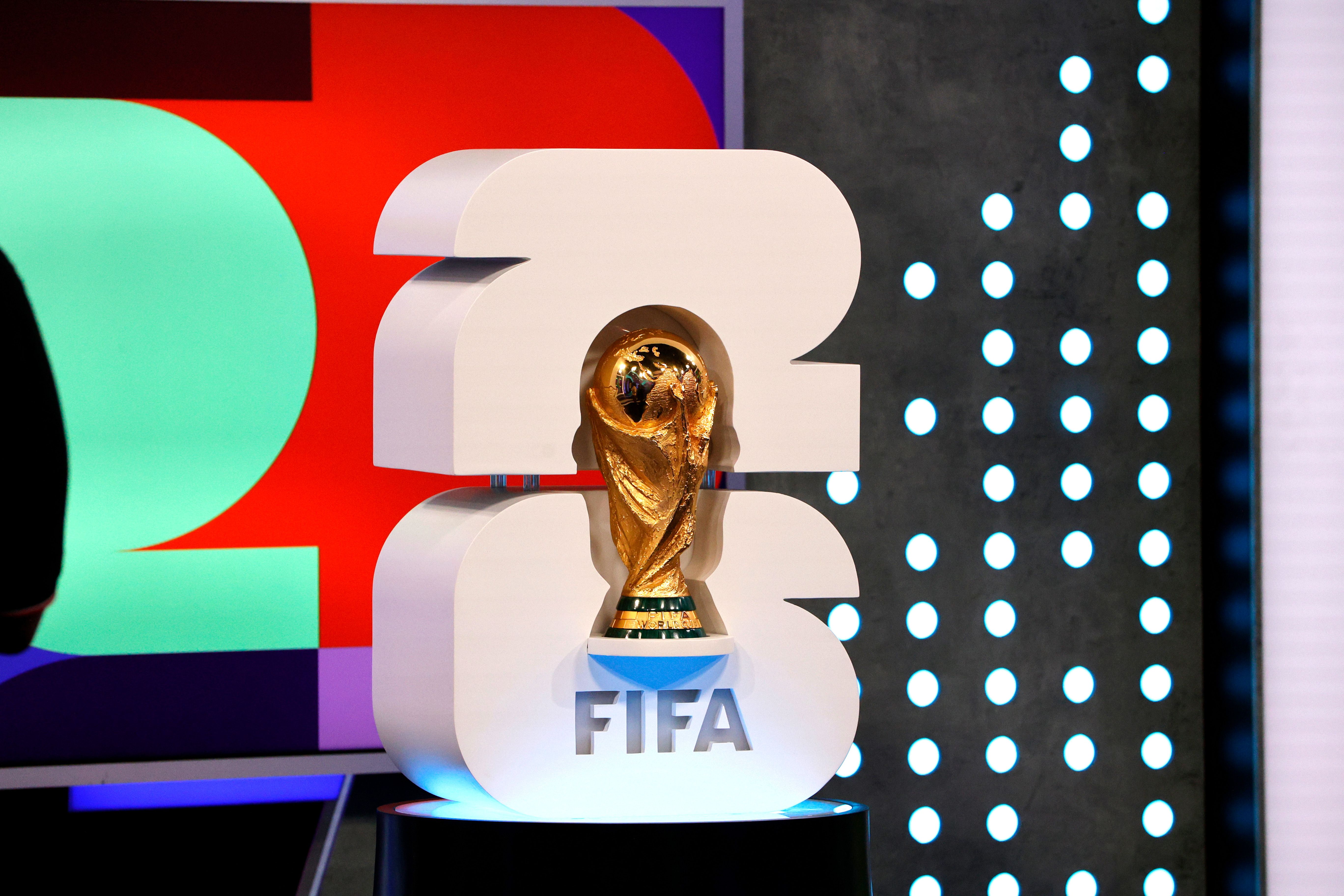 MIAMI, FLORIDA - FEBRUARY 4: FIFA World cup winner's Trophy at FIFA World Cup 2026 Match Schedule announcement on February 4, 2024 in Miami, Florida. (Photo by Eva Marie Uzcategui - FIFA/FIFA via Getty Images)