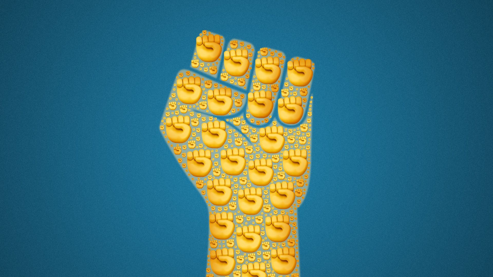 Illustration of a large fist made up of many smaller fists.