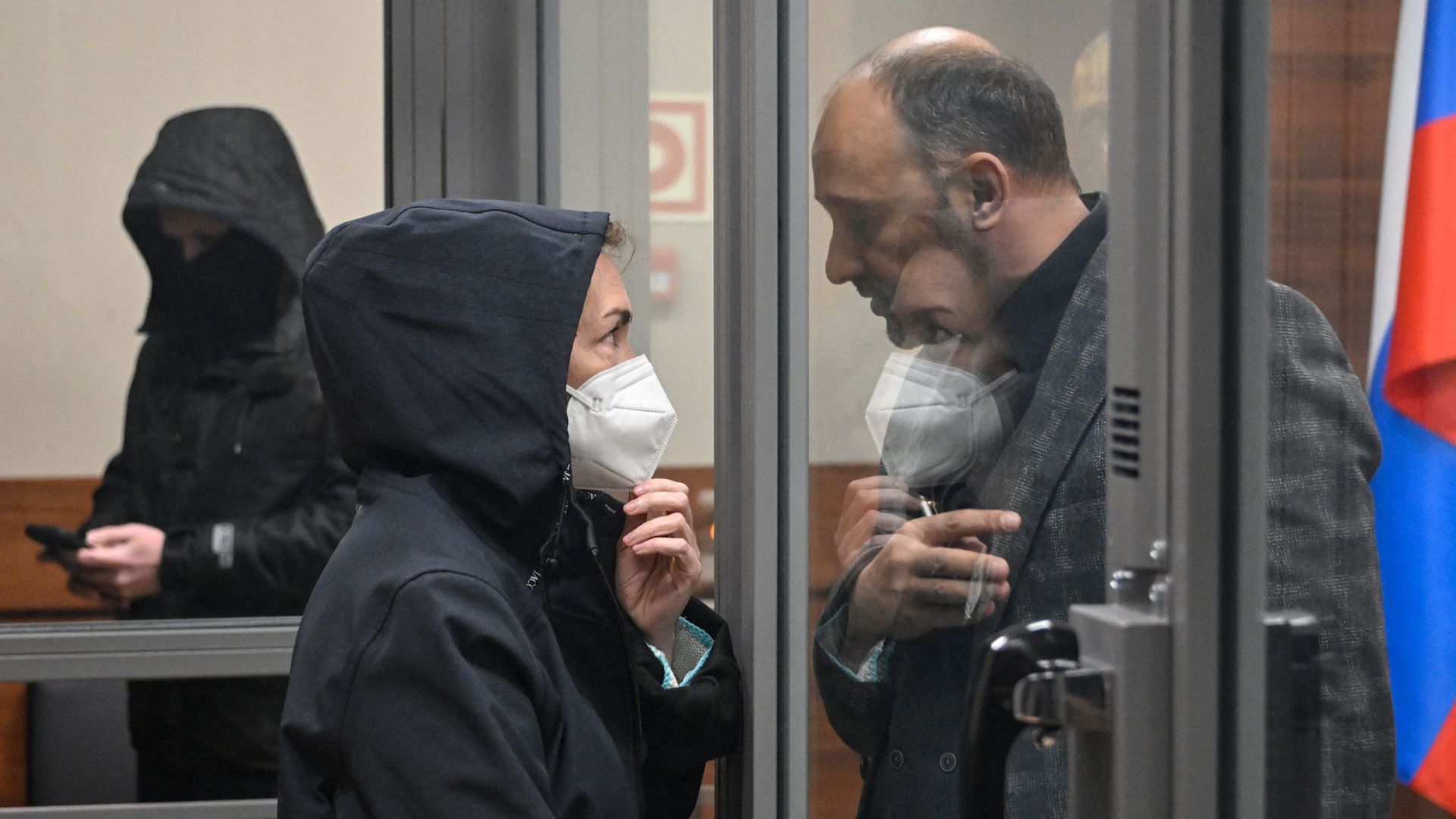 Alsu Kurmasheva talks to lawyer Edgar Matevosyan 