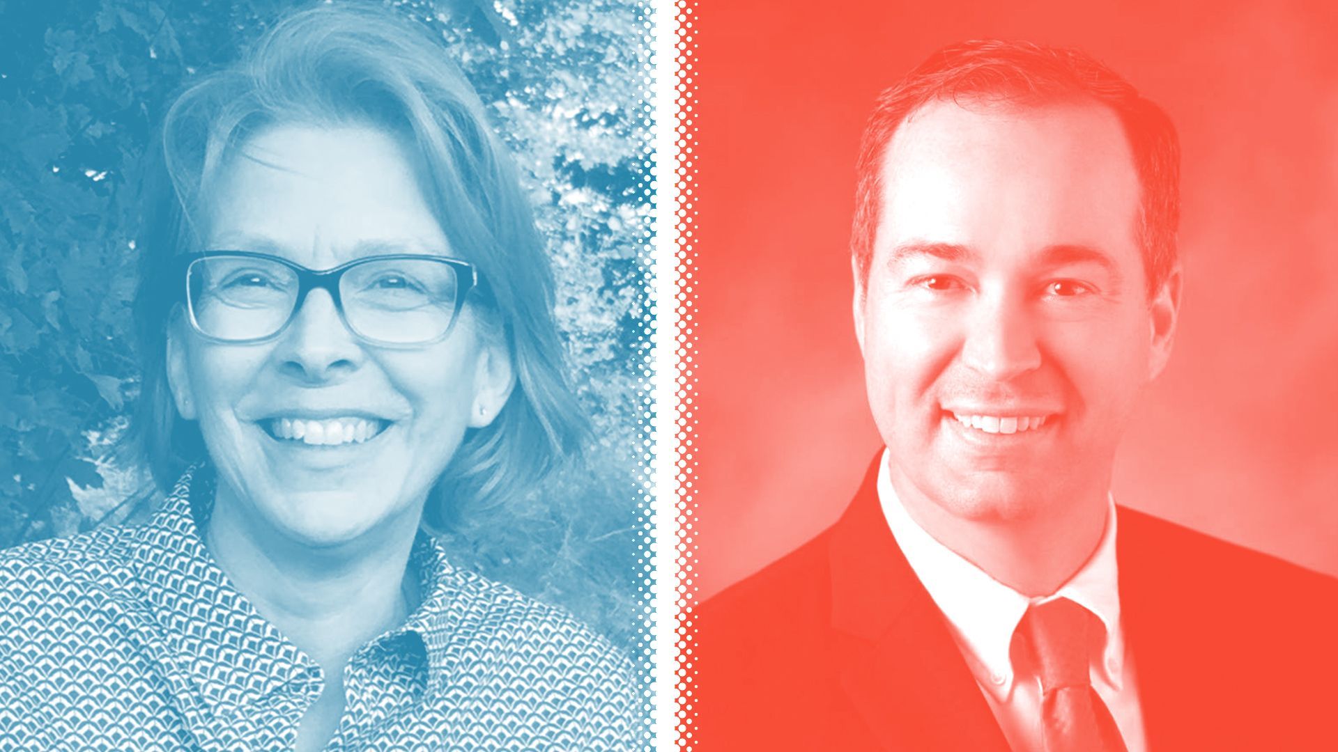 Photo illustration of Kim Hagemann and Mark Holm.