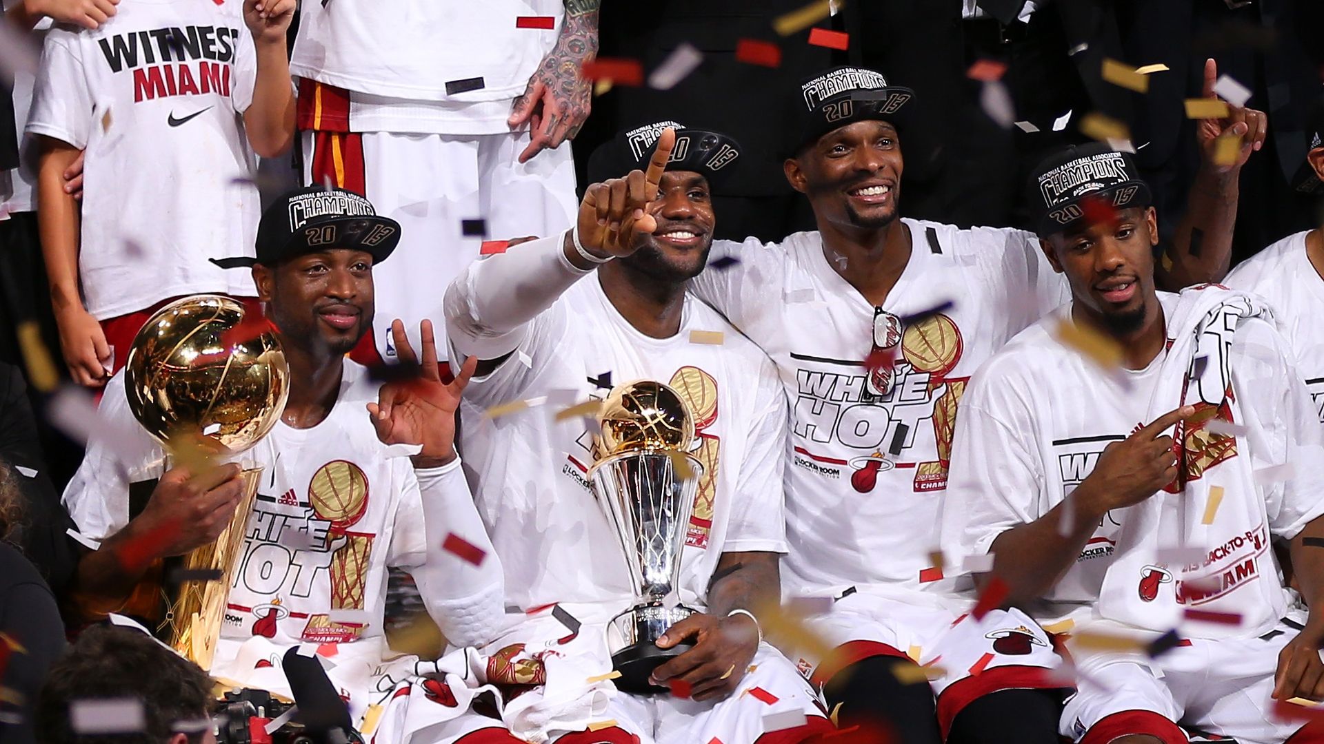 lebron and heat celebrating title