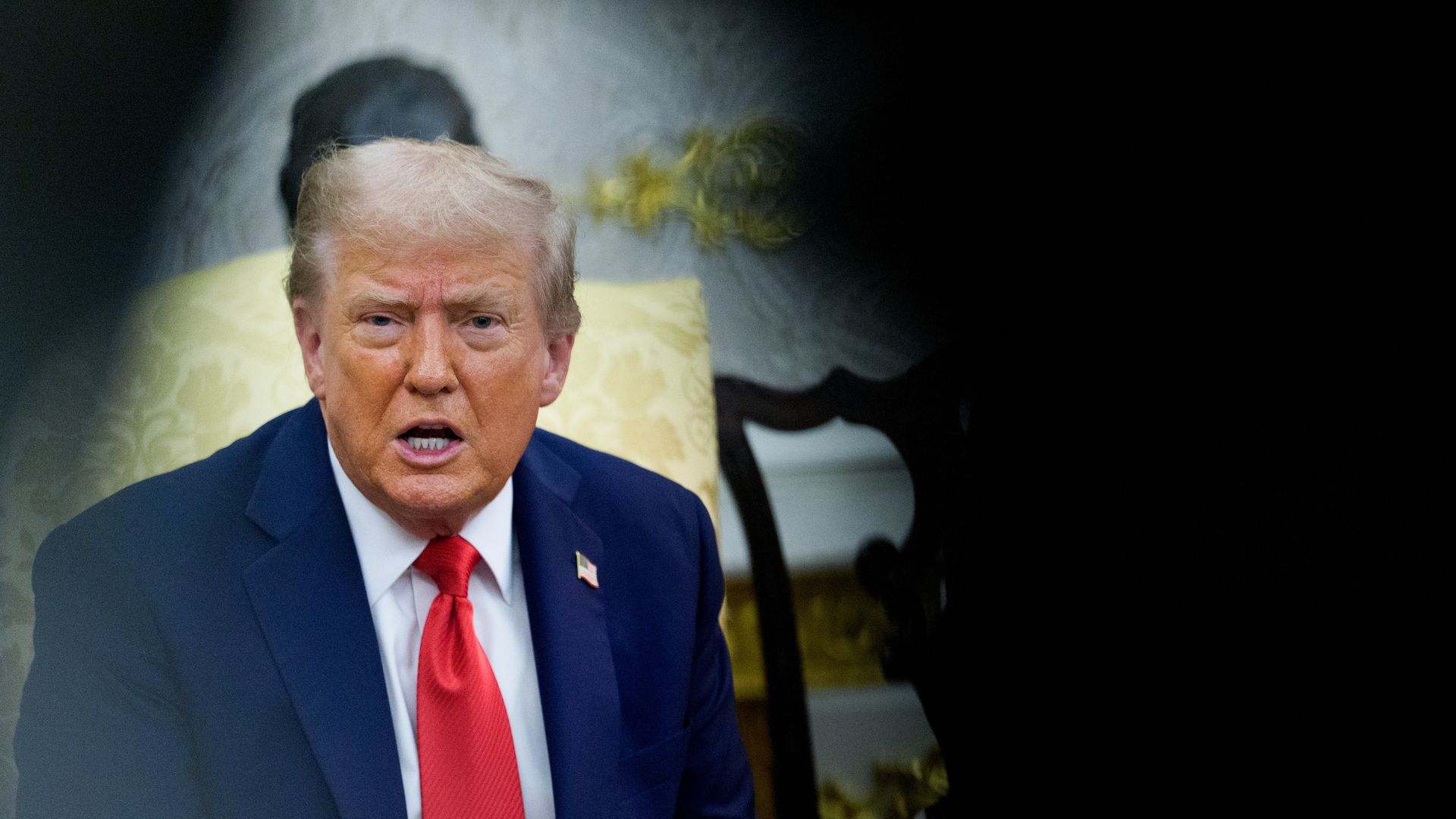 President Trump photographed while speaking 