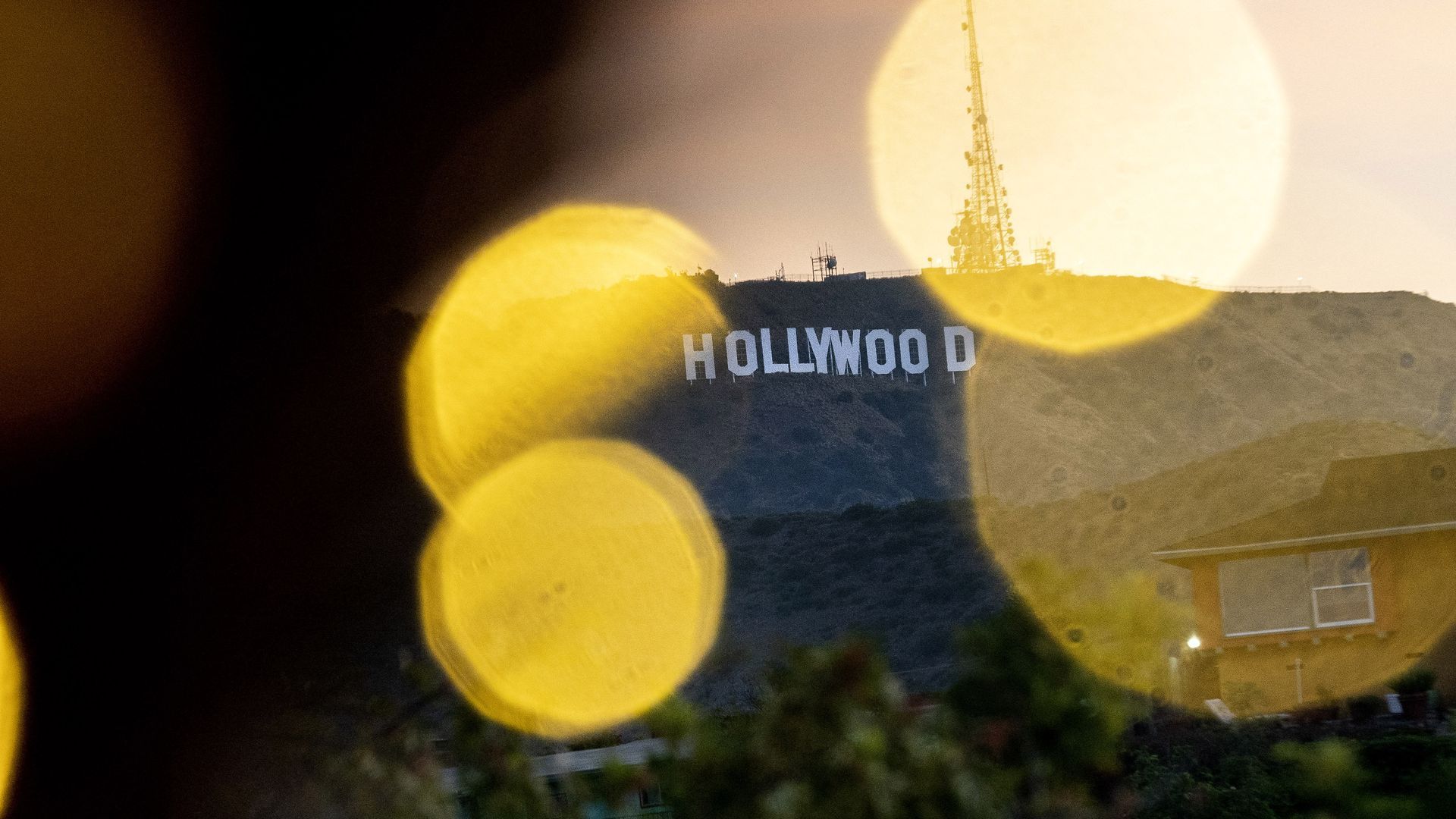 The Hollywood sign on a mountain in Los Angeles