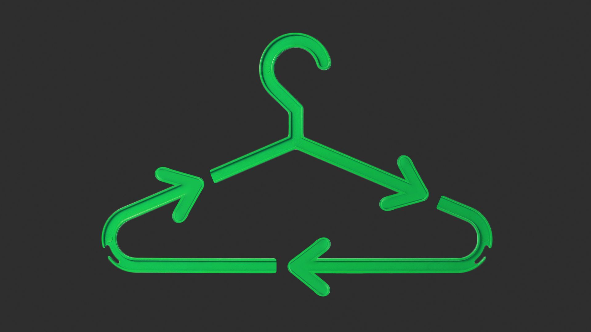 Illustration of a clothes hanger resembling a recycling icon