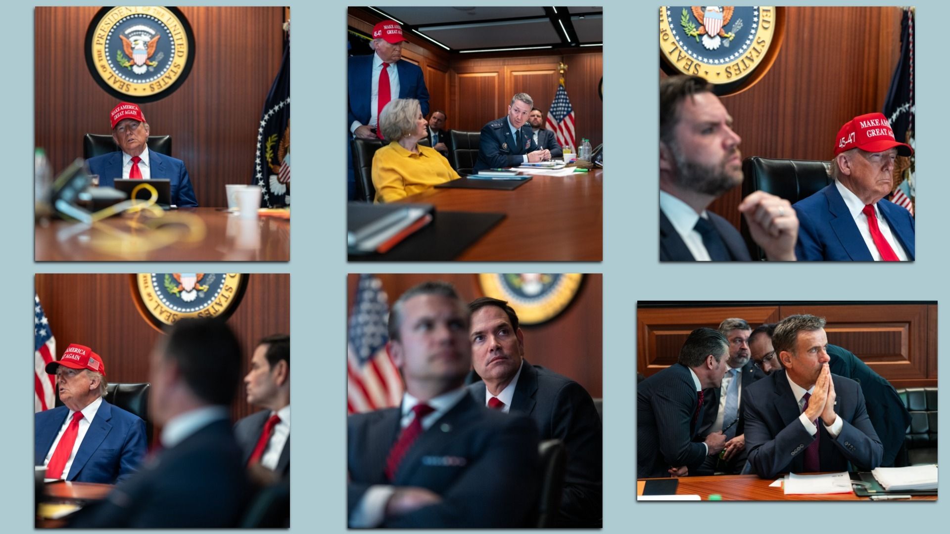 Collage of Situation Room photos
