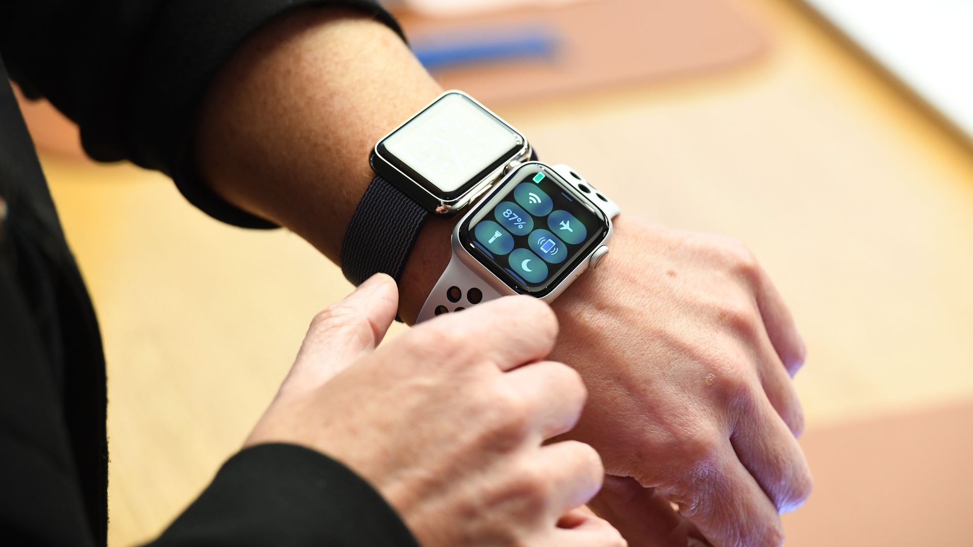 Apple watch on someone's wrist