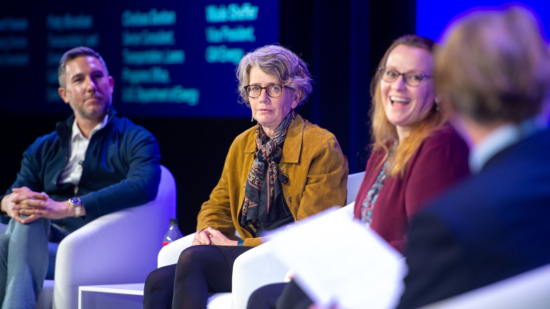 A group of leaders speaking about electric vehicles at the BloombergNEF Summit in San Francisco