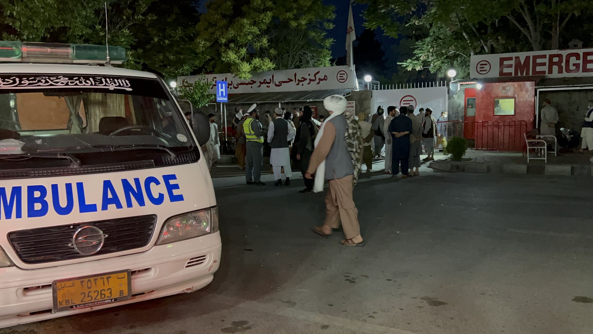 Wounded people are dispatched to hospitals after a bomb exploded in a mosque in the Afghan capital Kabul during Friday prayers on April 29, 2022