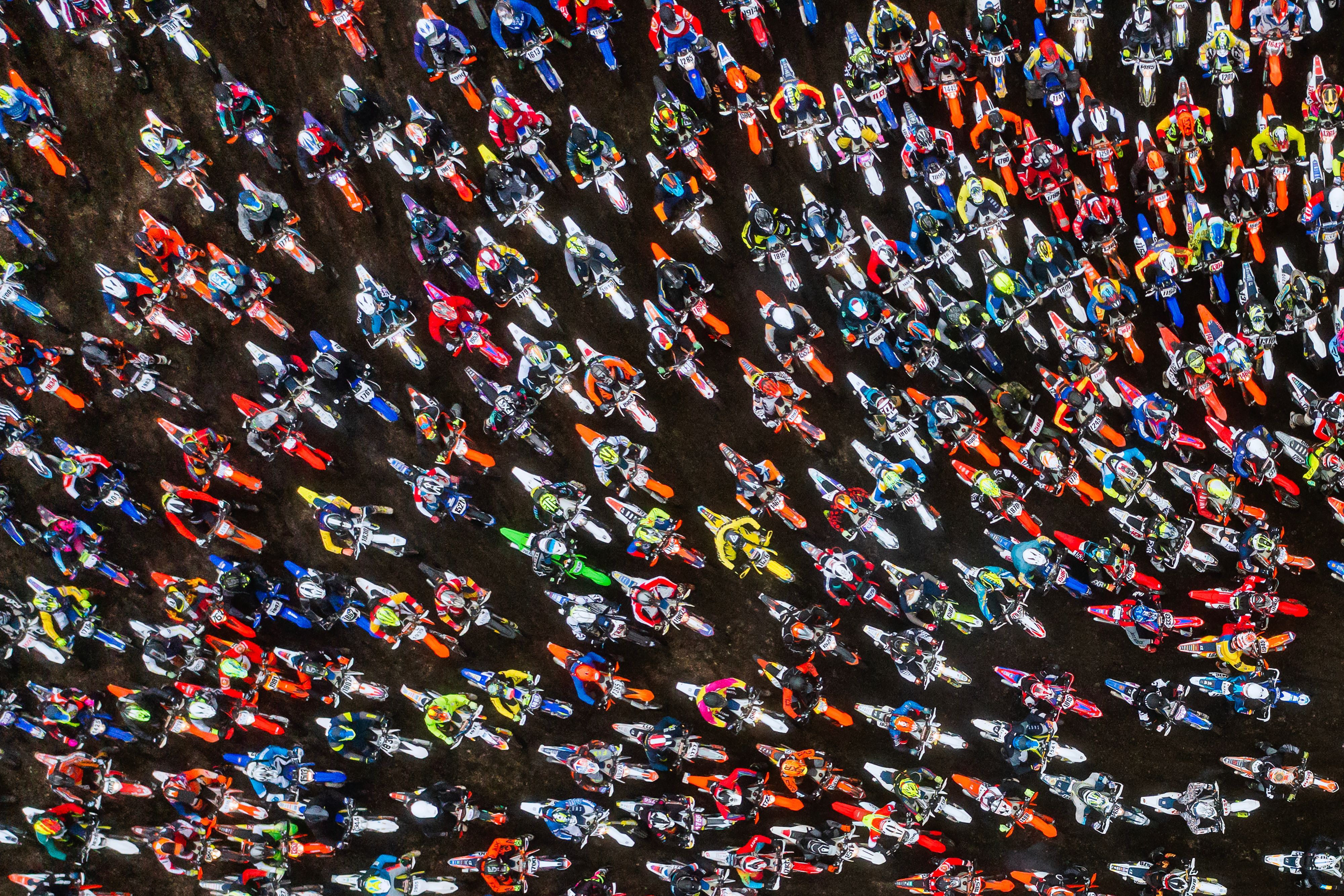 Motorcyclists racing