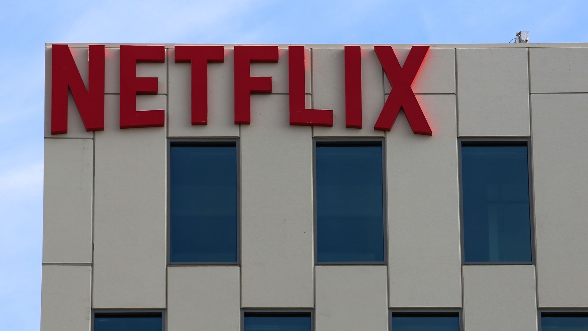Netflix logo on a building side