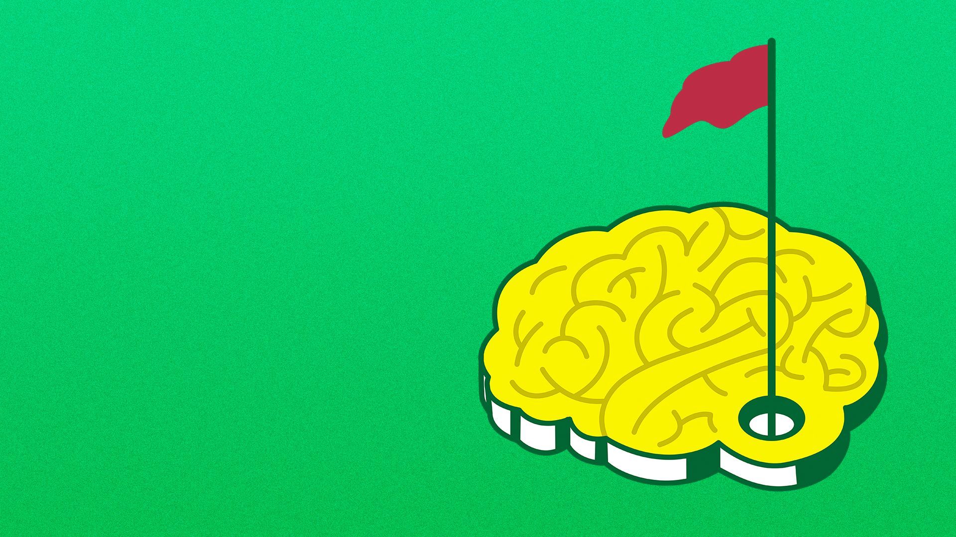 Illustration of a logo resembling the Masters logo, with a brain instead of the United States