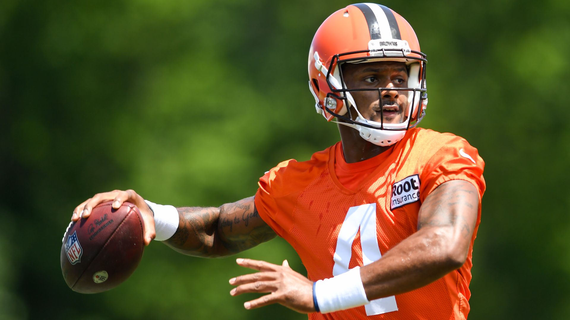 Deshaun Watson at training camp for the Cleveland Browns 