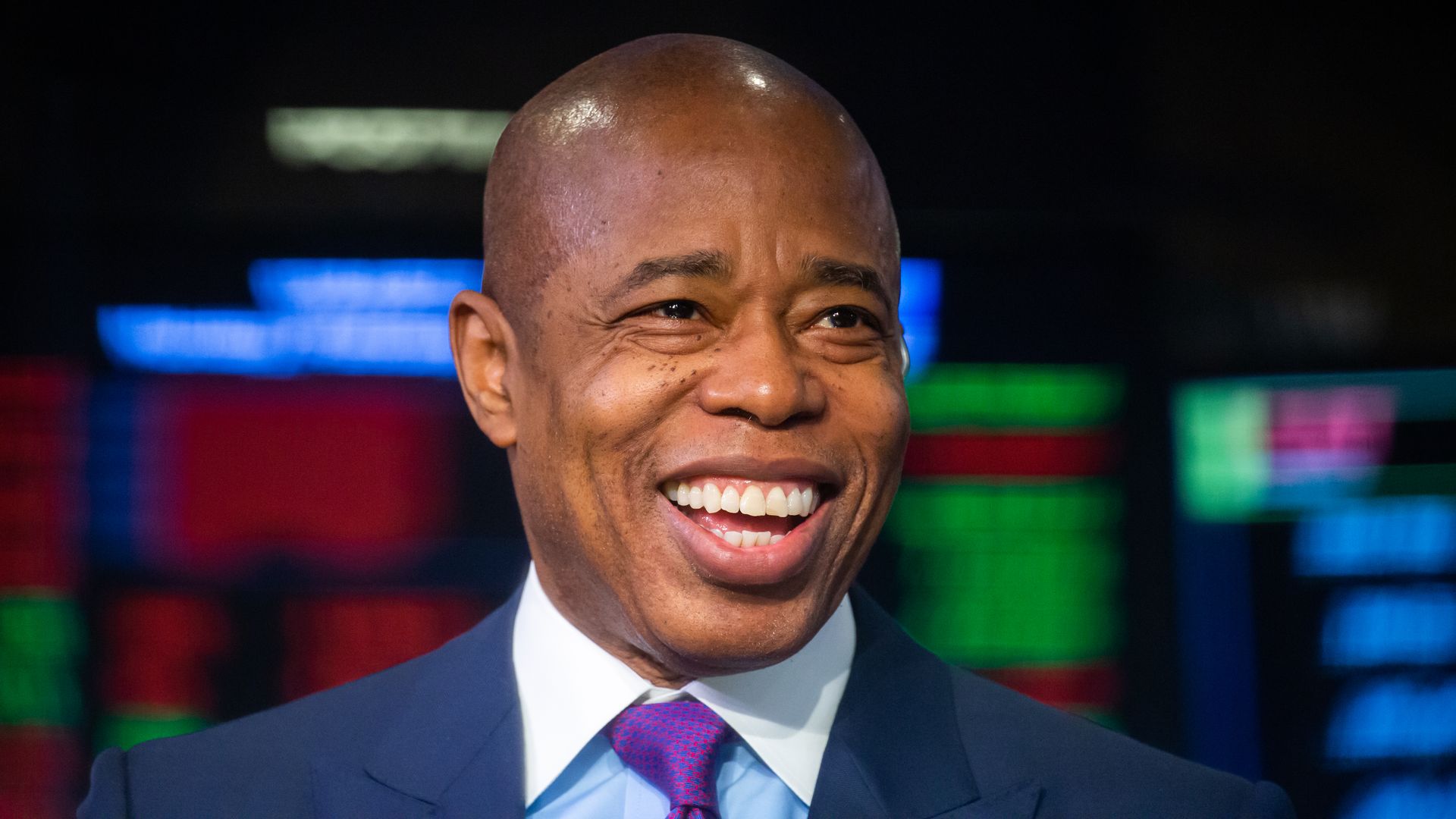 Eric Adams, mayor of New York, speaks during an interview on the floor of the New York Stock Exchange (NYSE) in New York, U.S., on Monday, Feb. 28, 2022.