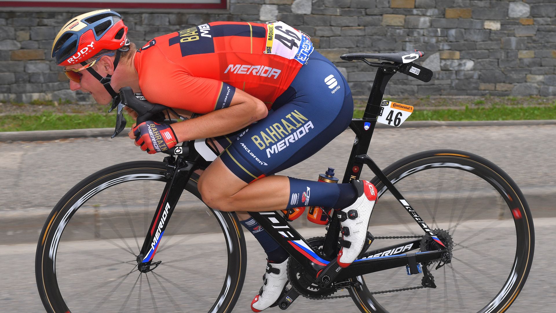 Rider performing a "super tuck" during the Tour de France
