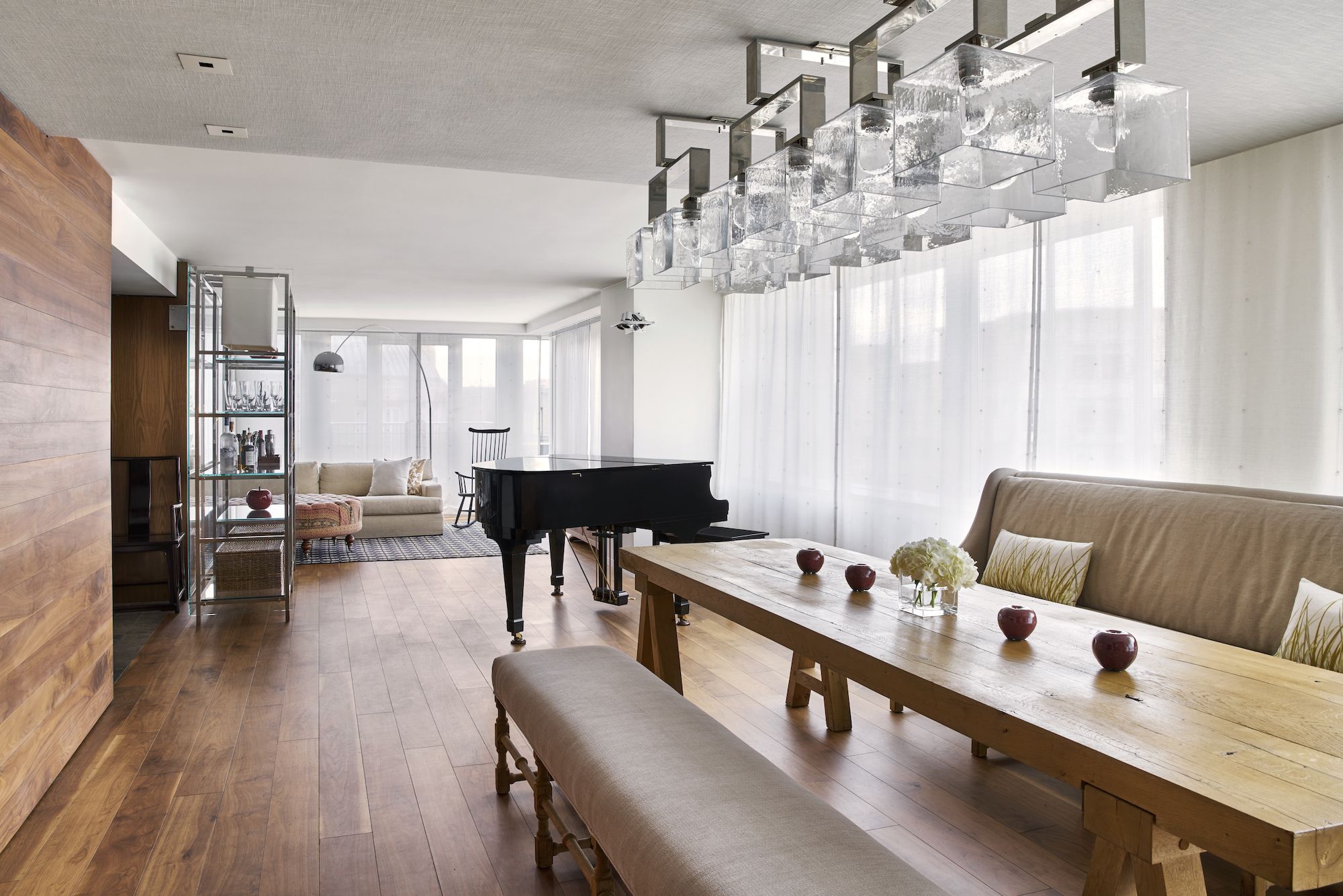 The Park Hyatt's presidential suite with wood floors and tables and piano