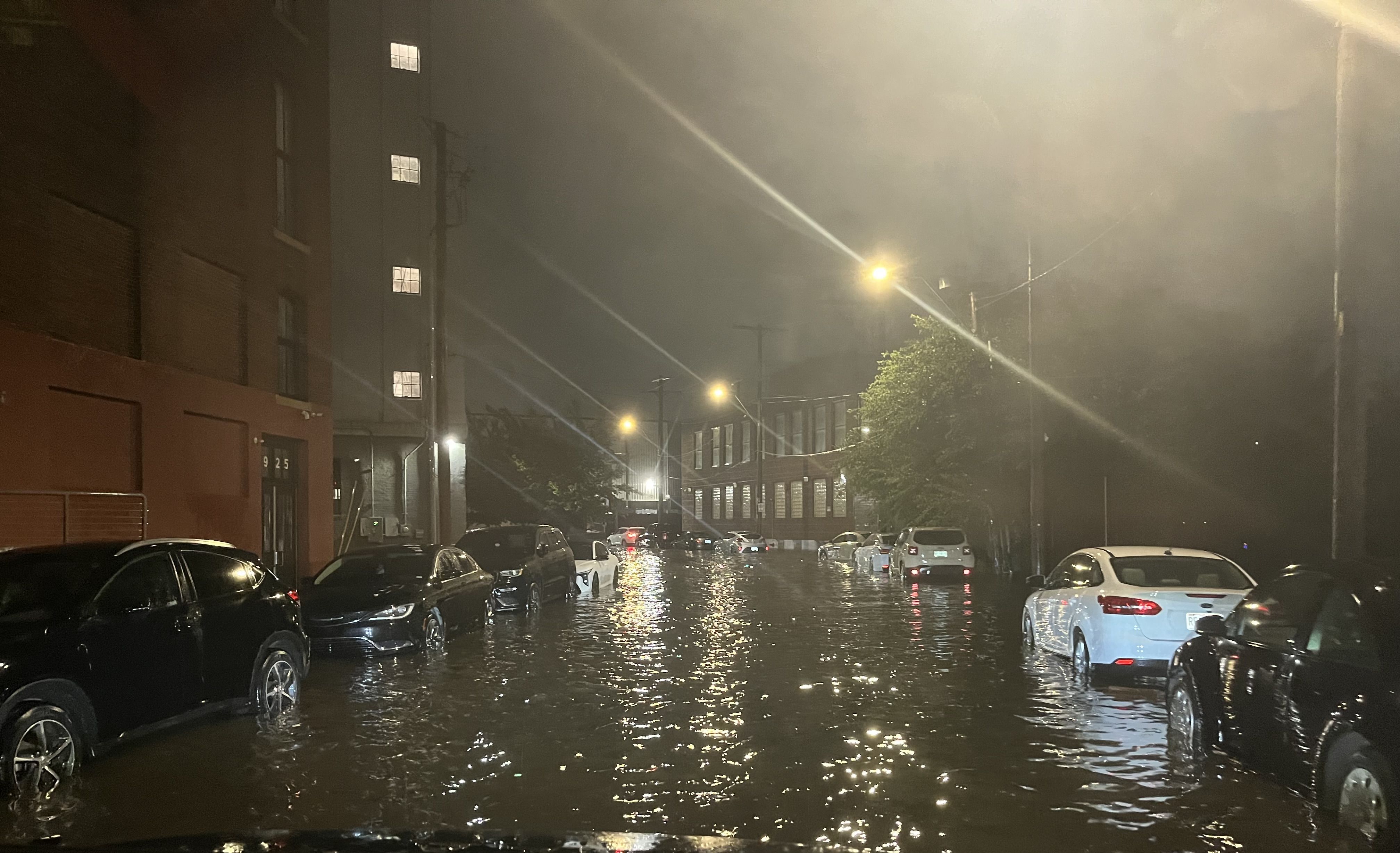 The streets of Kansas City flooded.