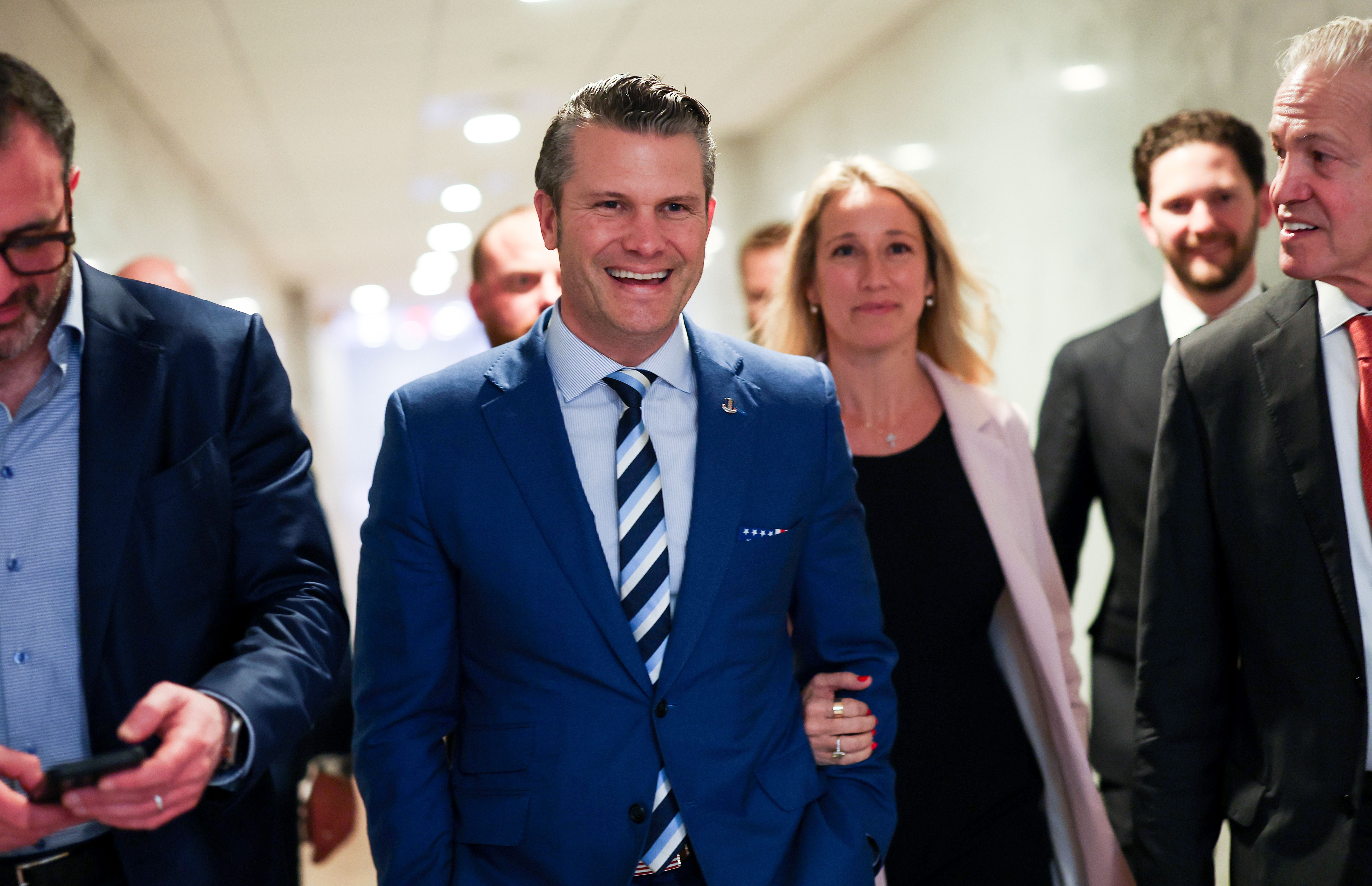 Pete Hegseth arrives for a meeting at Hart Senate Office Building on Dec. 18. Photo: Kevin Dietsch/Getty Images