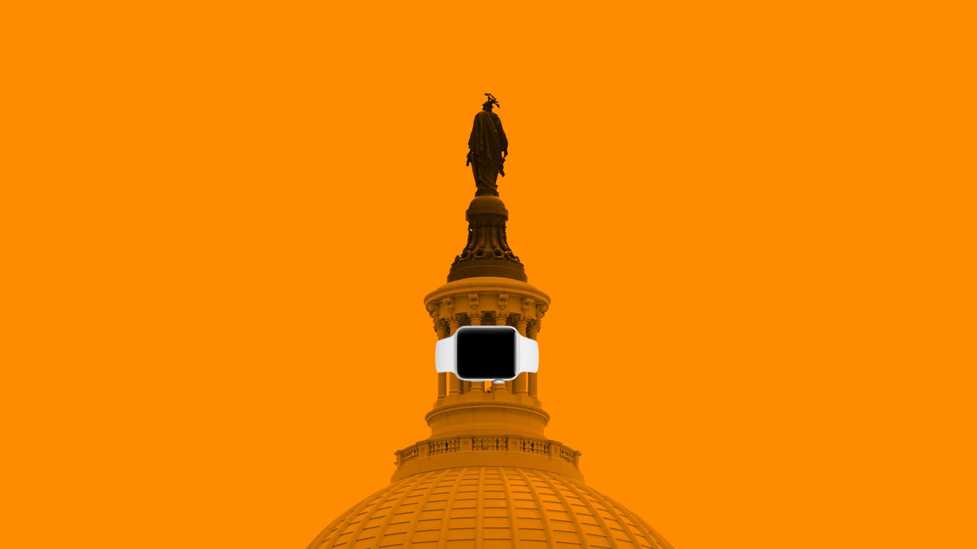 Illustration of the U.S. Capitol dome wearing an Apple Watch