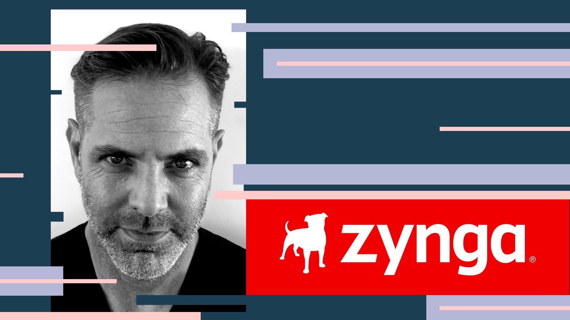 Photo collage illustration of Matt Wolf and the Zynga logo