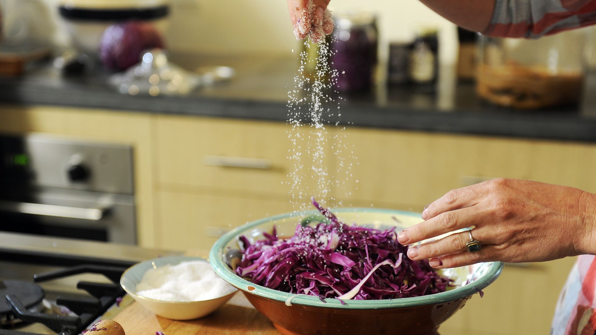 A ruby sauerkraut in the making. Photo: Cyrus McCrimmon/The Denver Post via Getty Images
