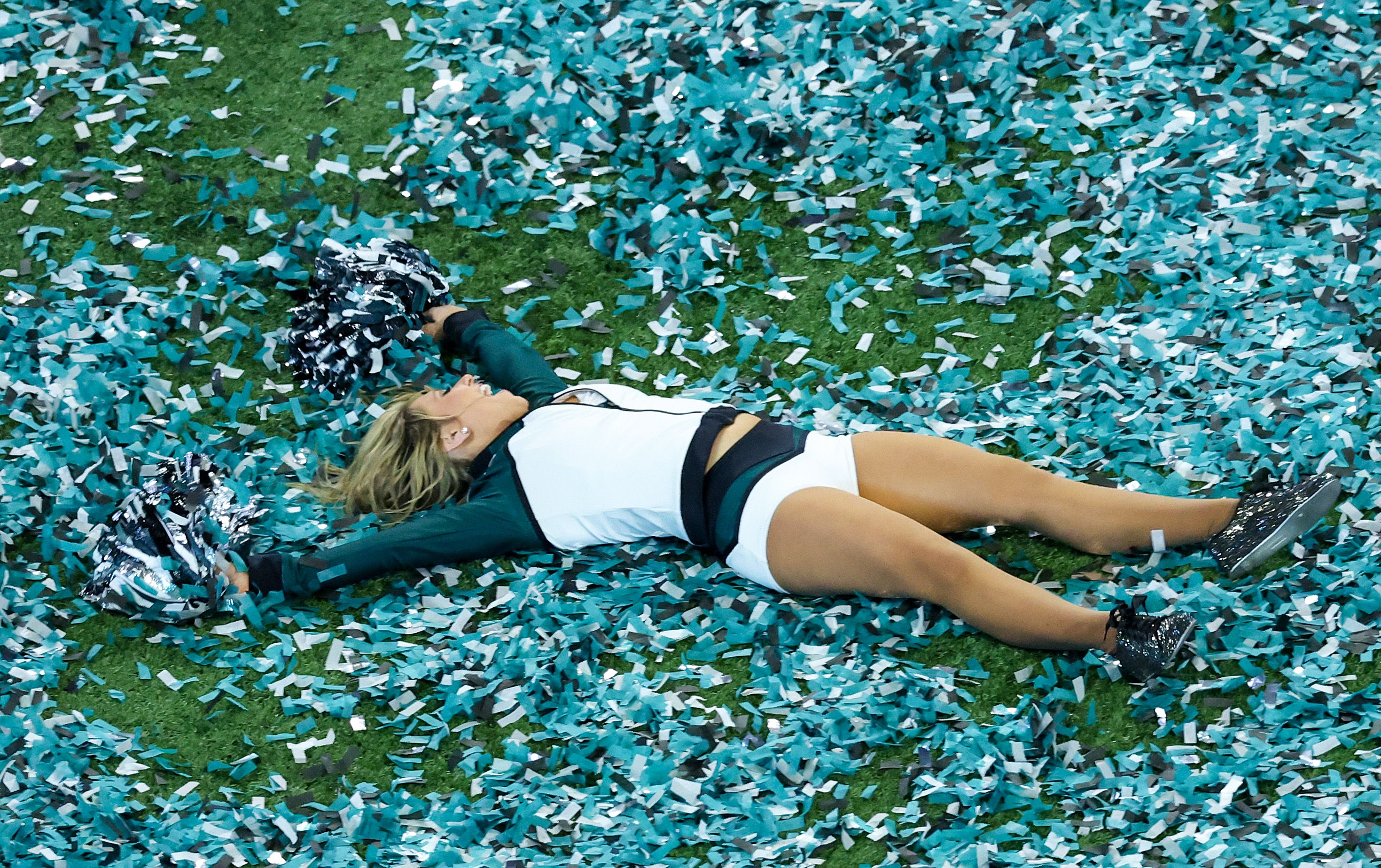 Photo shows a cheerleader