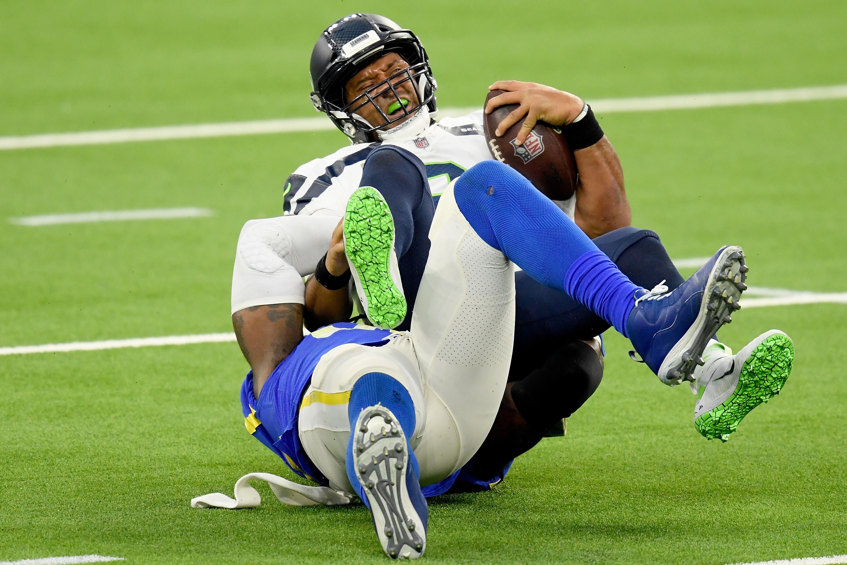 Russell Wilson getting sacked