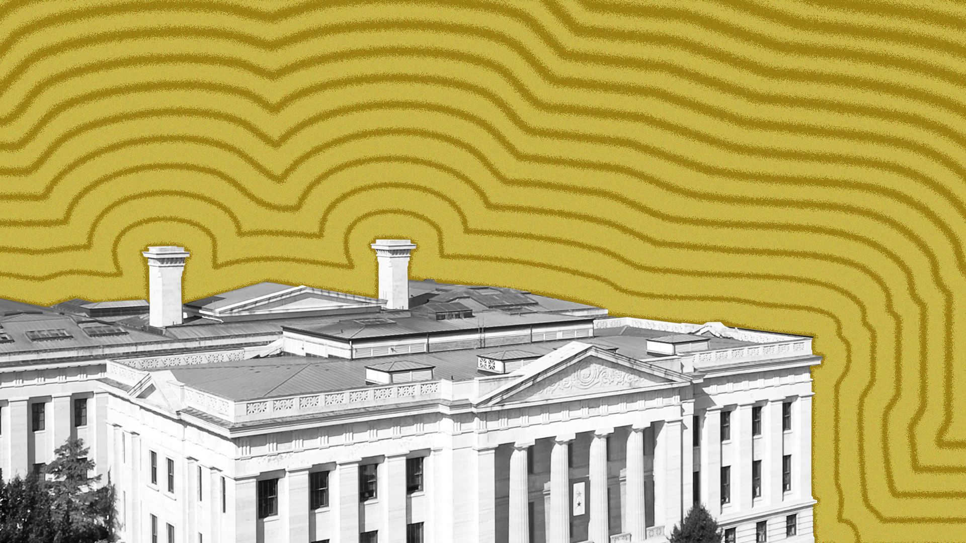 Illustration of the Ohio State Capitol with lines radiating from it.