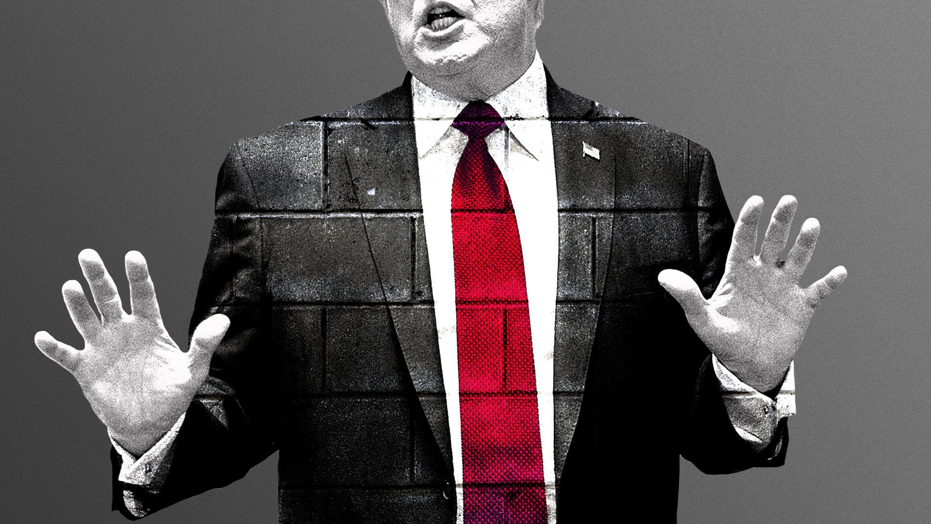 Photo illustration of President Trump as a wall