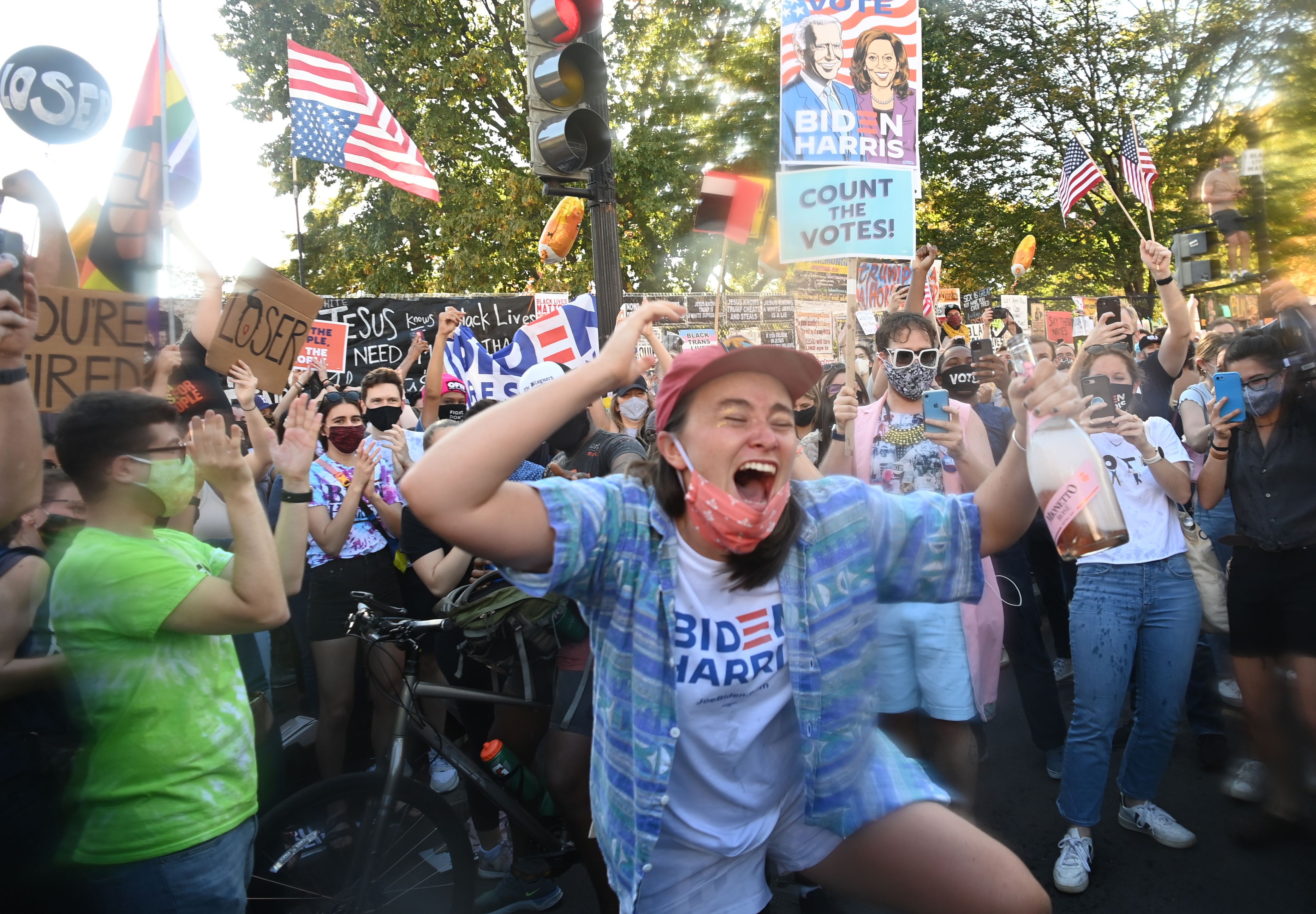 Biden supporters celebrate his win Washington, DC. 