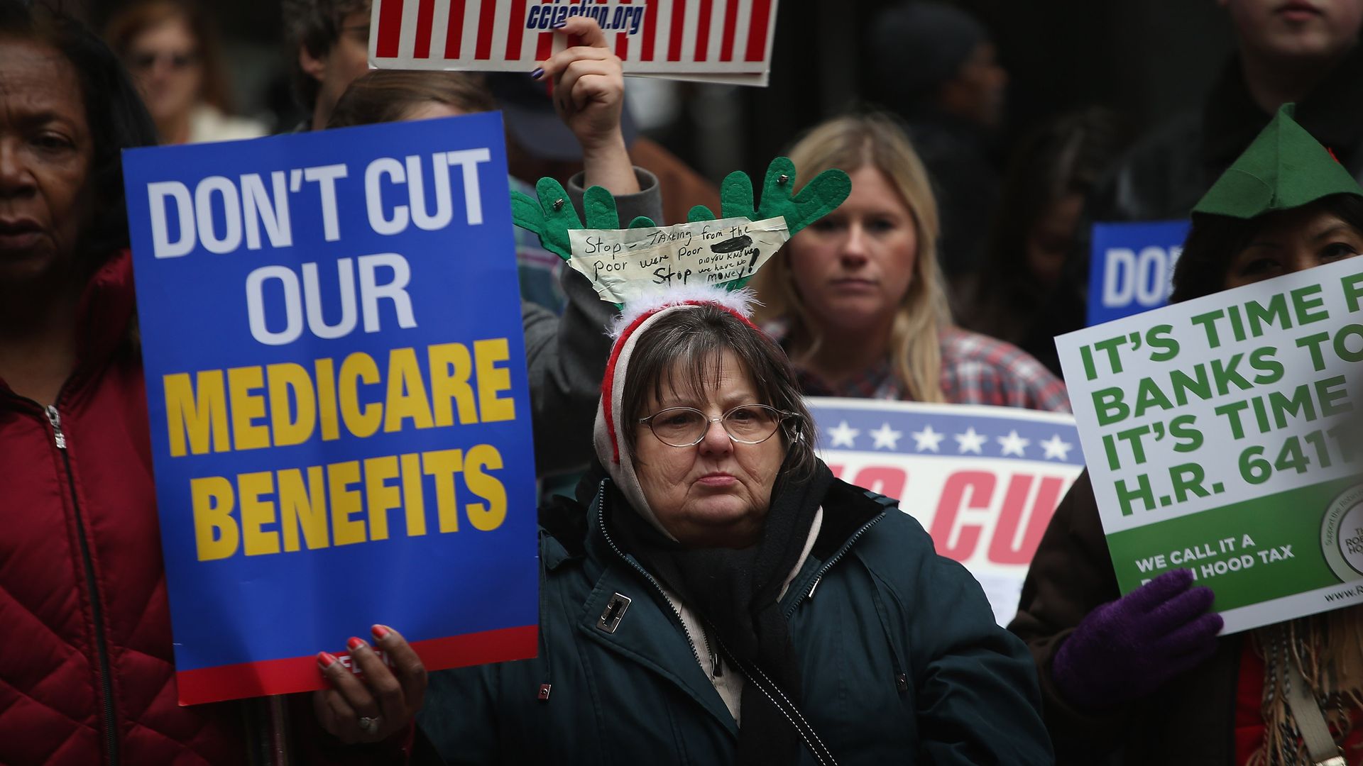 Protests of Medicare cuts occurred in Chicago.