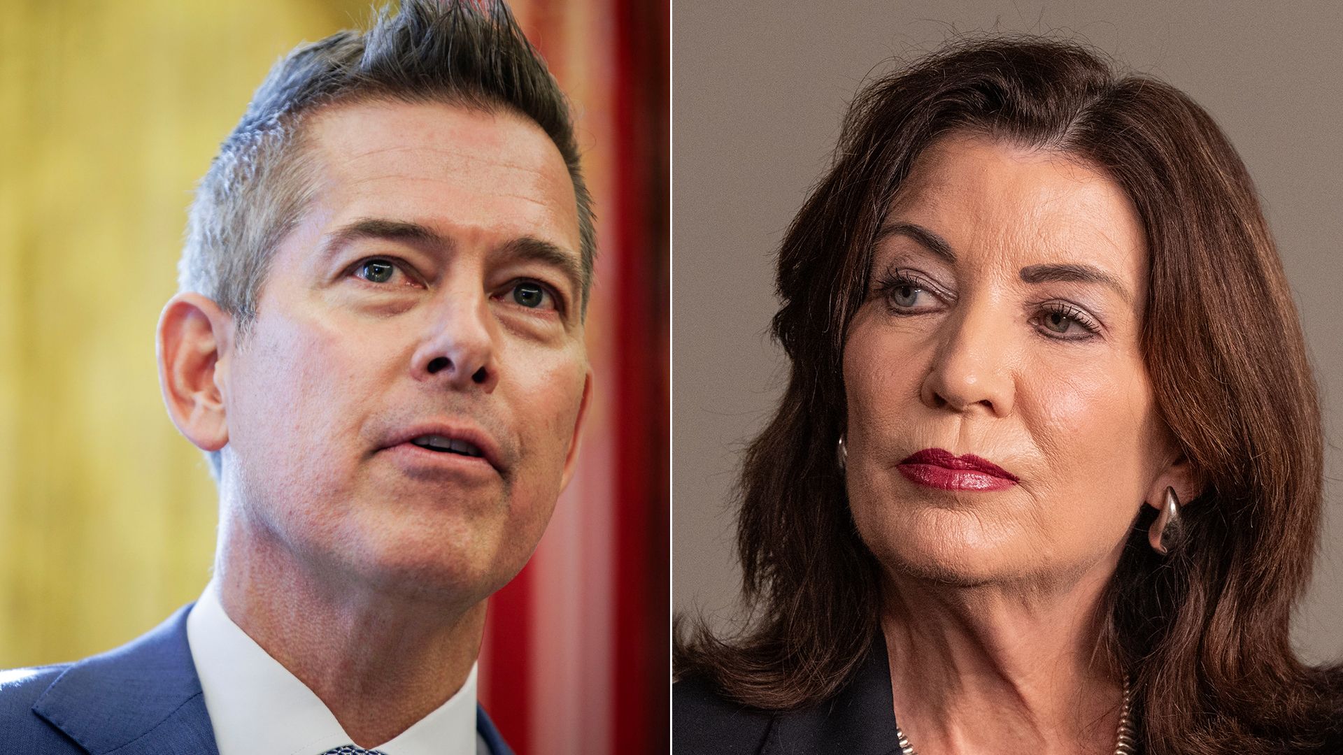 A collage of Duffy and Hochul's headshots 