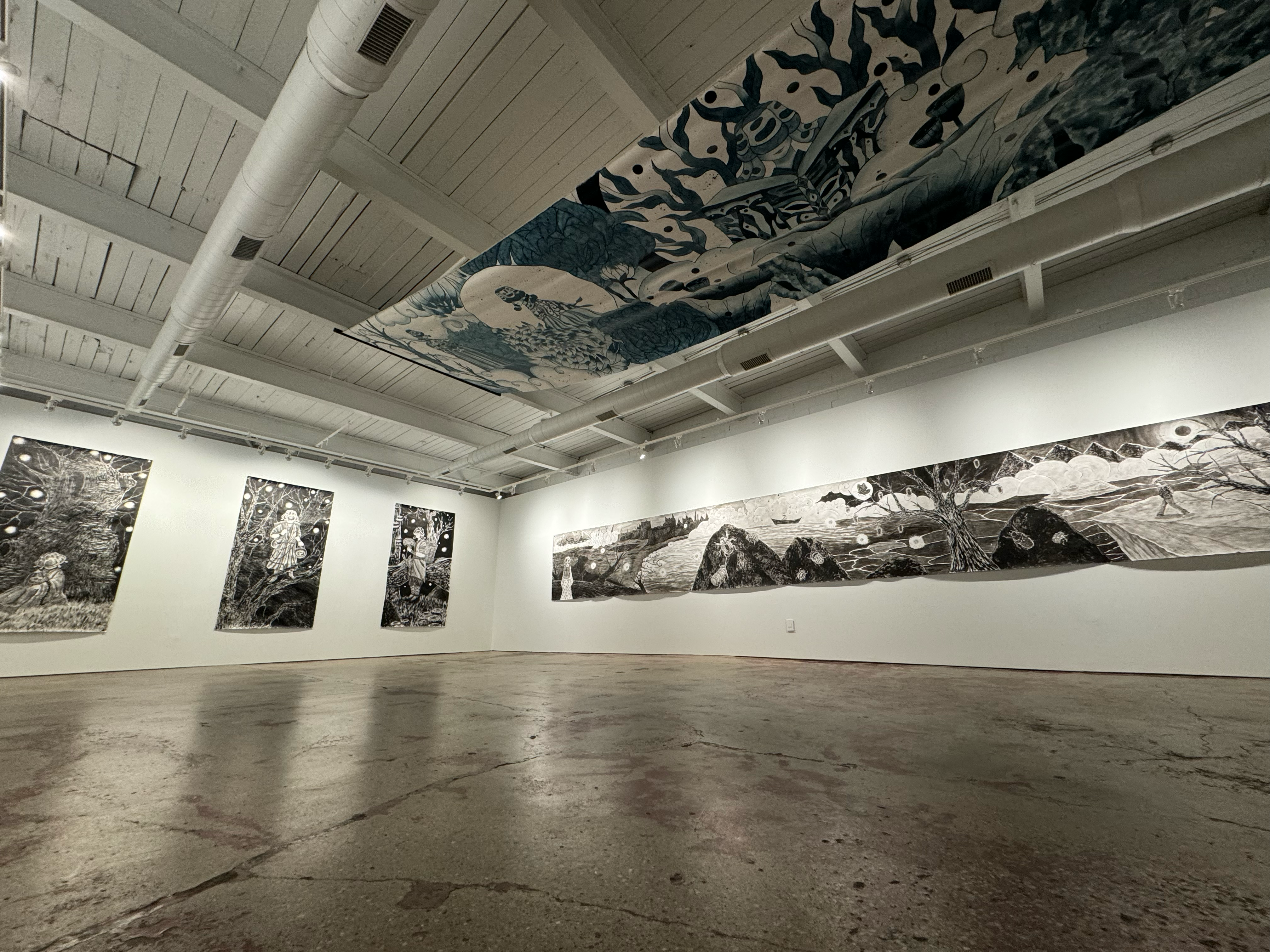 Large murals made by Indianapolis artist Julie Xiao.