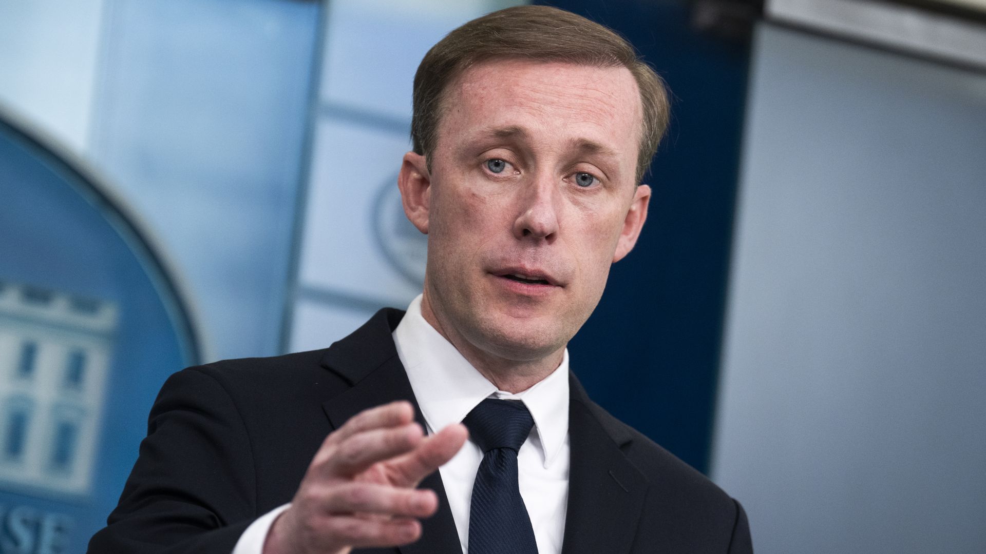 National security adviser Jake Sullivan speaking in the White House on April 4.