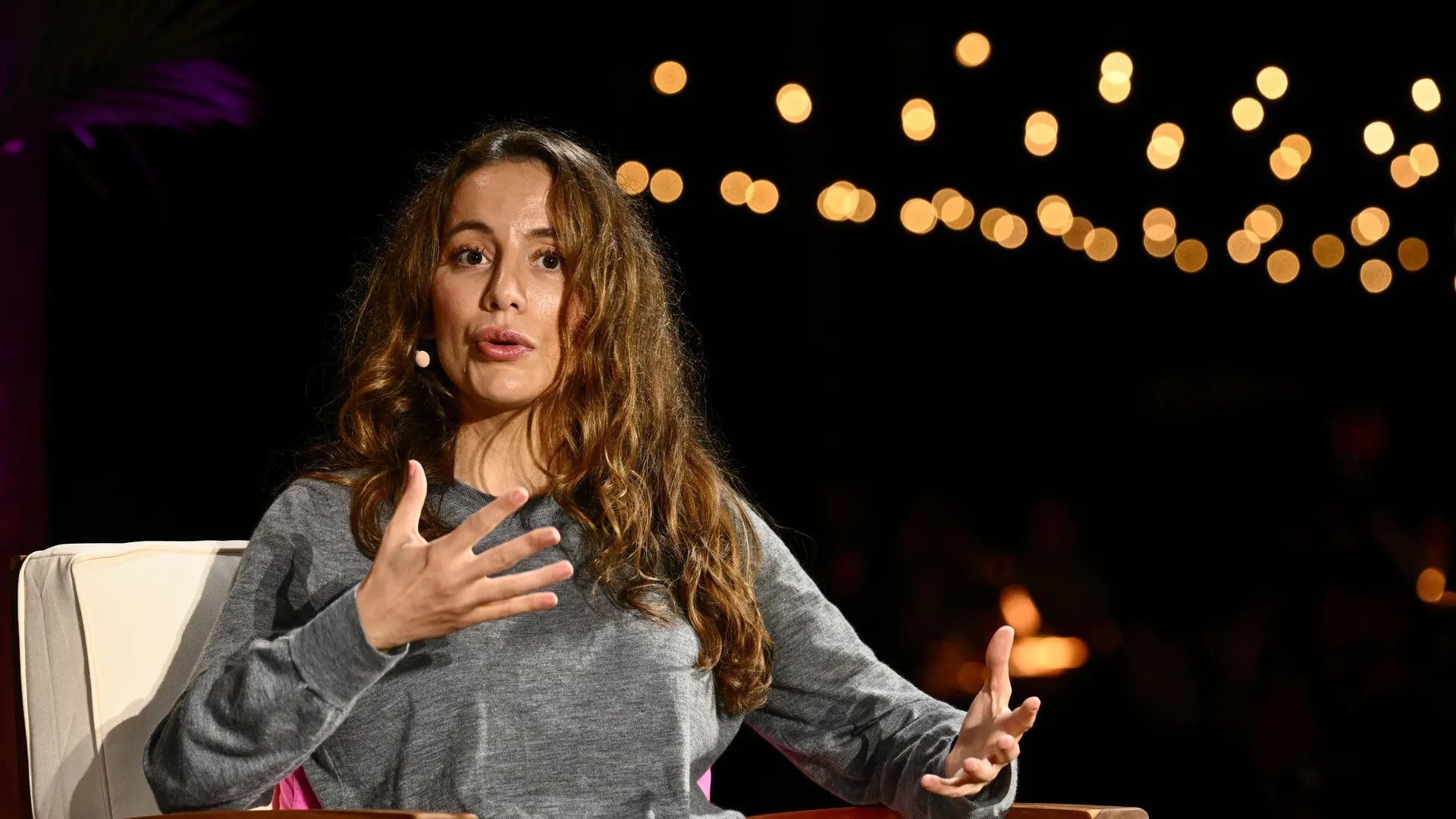 Photo of OpenAI CTO Mira Murati speaking onstage