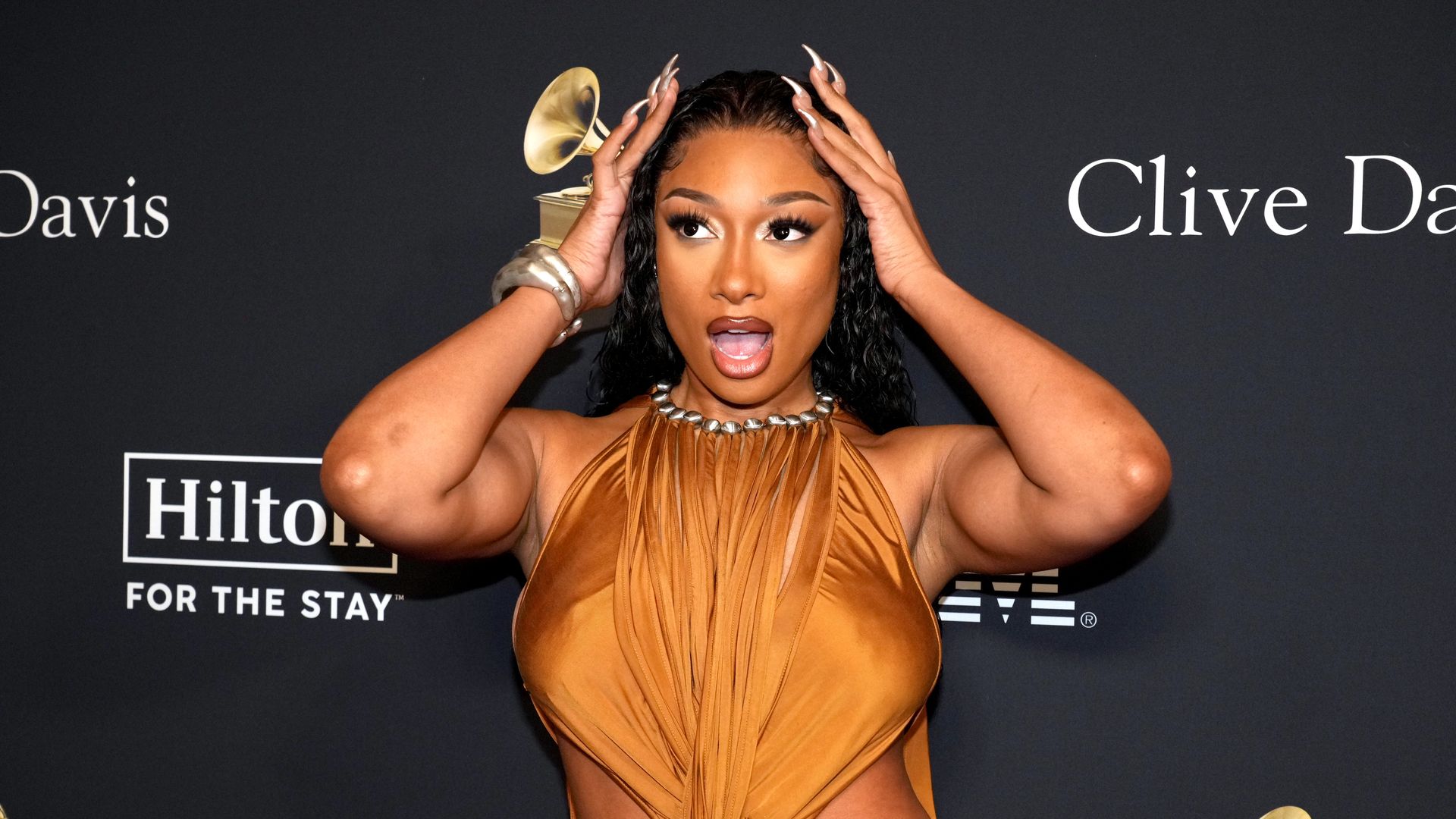 Megan The Stallion poses at the 66th Grammy Awards Pre-Grammy Gala. 